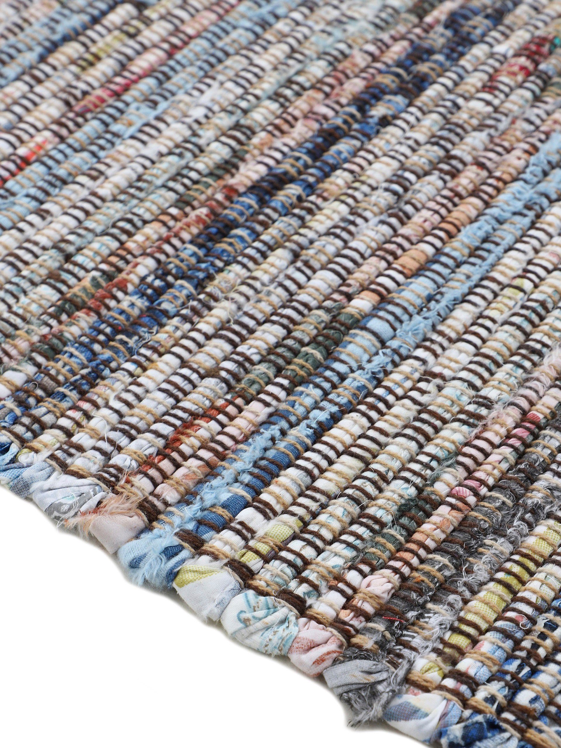 carpetfine Vloerkleed Kelim Chindi, omkeerbaar tapijt handgeweven, patchwork tapijt met franjes, ook verkrijgbaar in loperformaten