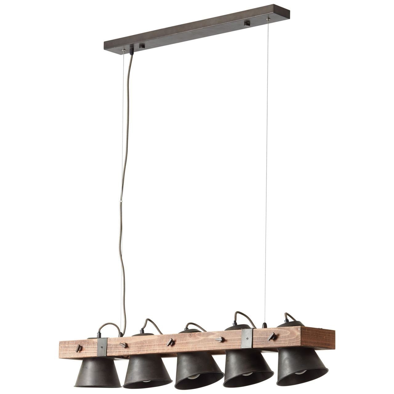Brilliant Leuchten Hanglamp PLOW Hanglamp 5-lichts, zwenkbaar, staal/hout (1 stuk)
