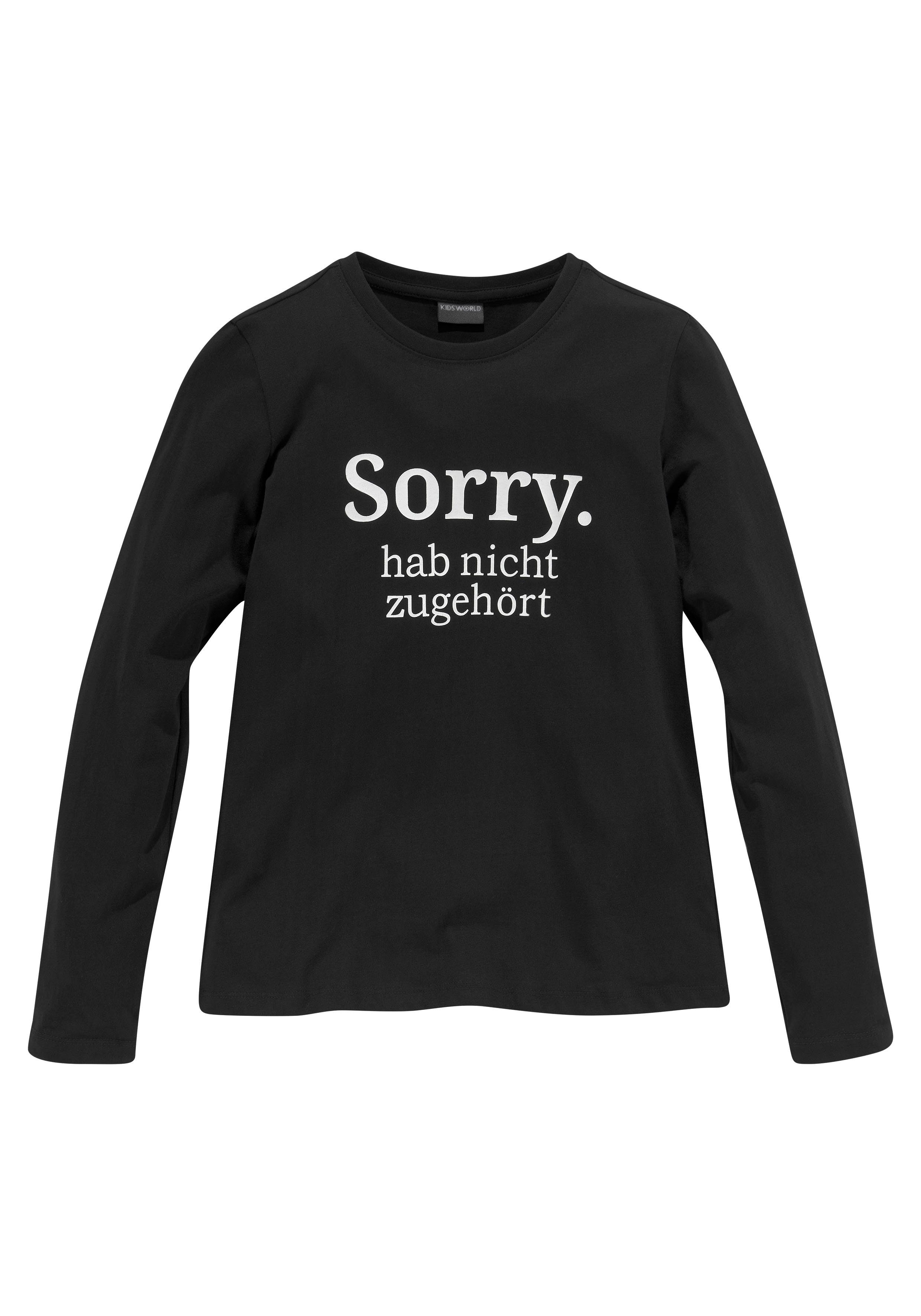 KIDSWORLD Shirt met lange mouwen Sorry. hab nicht zugehört Lange mouwen, basic pasvorm, met frisse print en statements