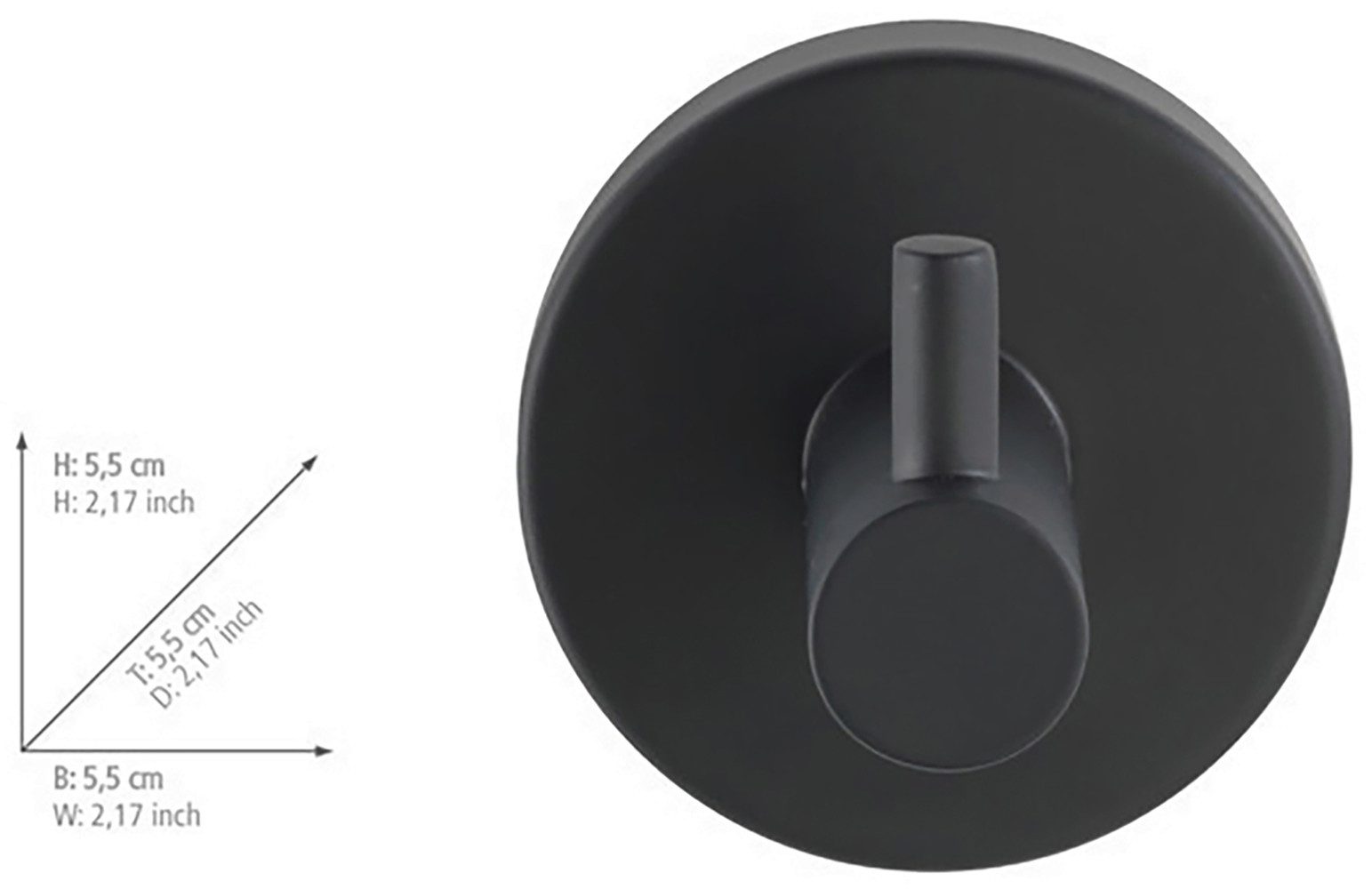 WENKO Wandhaak Model Bosio incl. power-loc® lijm, voor badkamer en huishouden, bevestiging zonder boren (set)