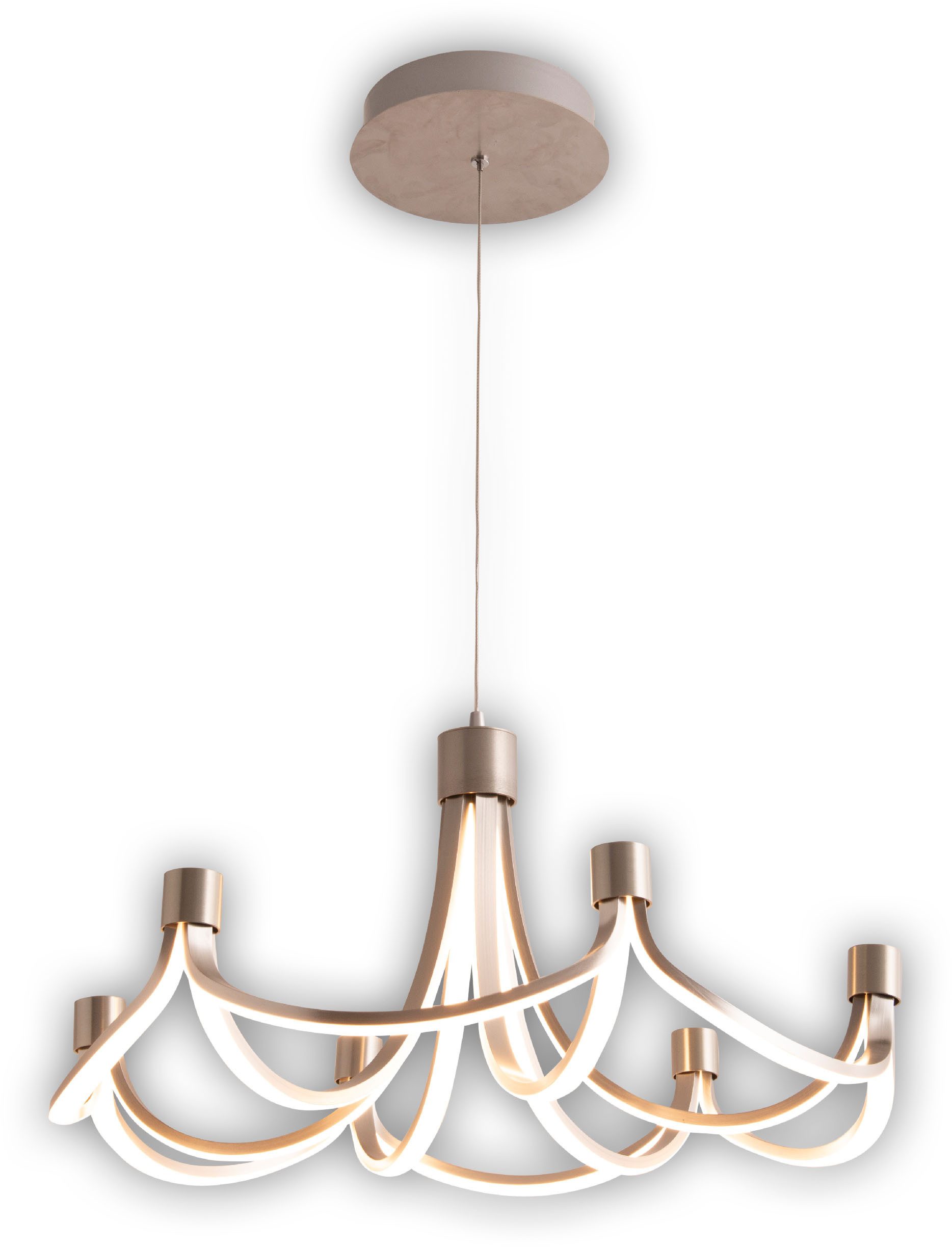näve Led-hanglamp Festos Kroonluchter, trapsgewijs dimbaar, gesatineerd metaal, H: 150cm (1 stuk)