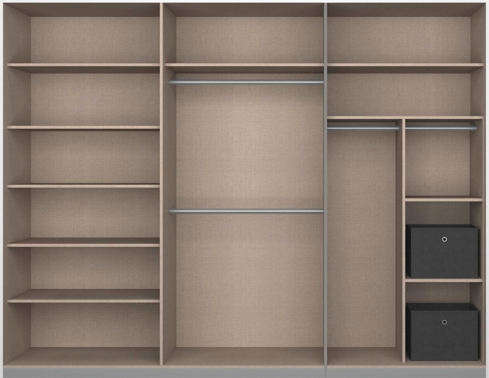 rauch Schuifdeurkast Kledingkast Kast Garderobe CORTONA inclusief indeling, 2 stoffen dozen en extra planken
