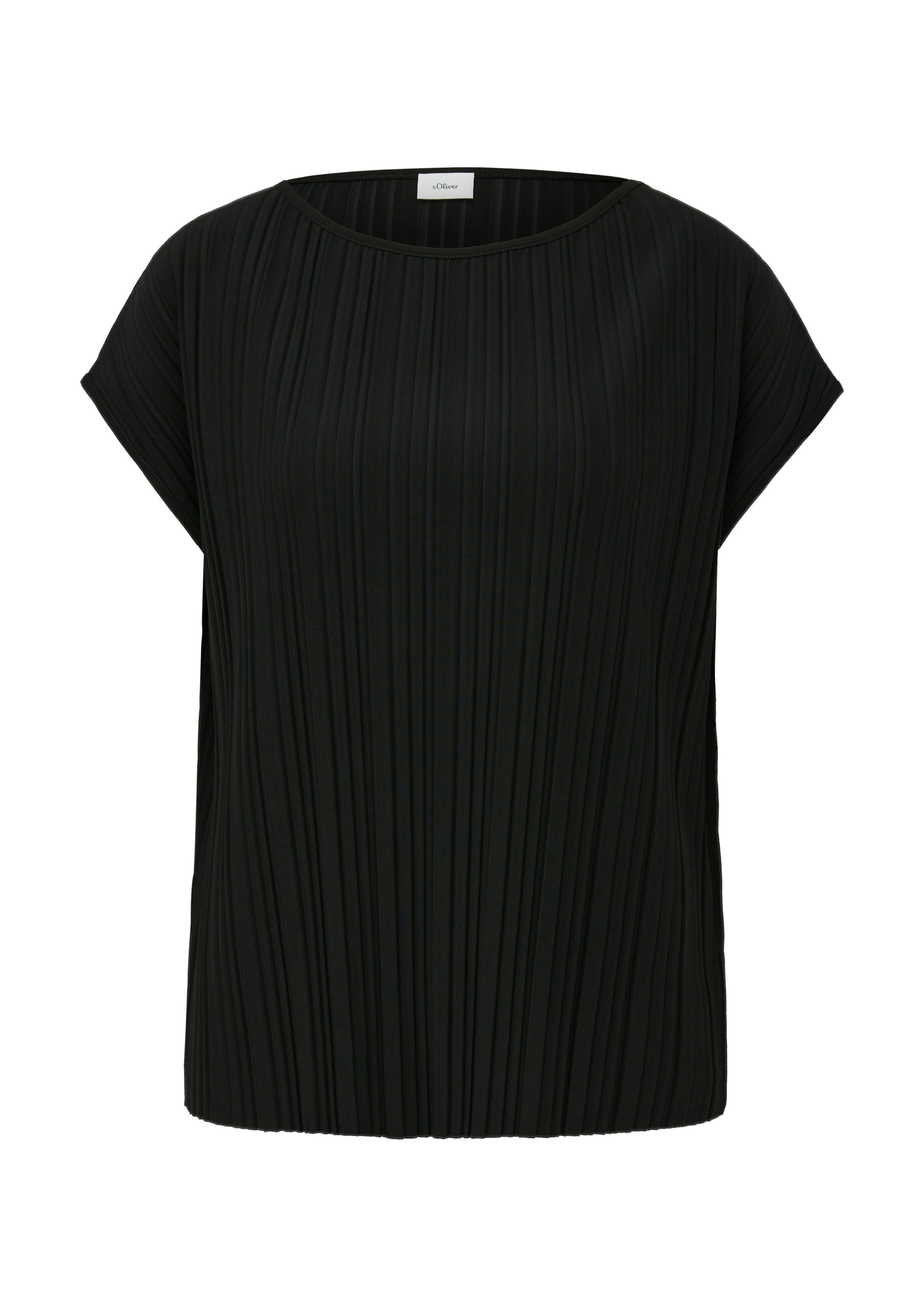 s.Oliver BLACK LABEL Shirt met ronde hals met plisséplooien
