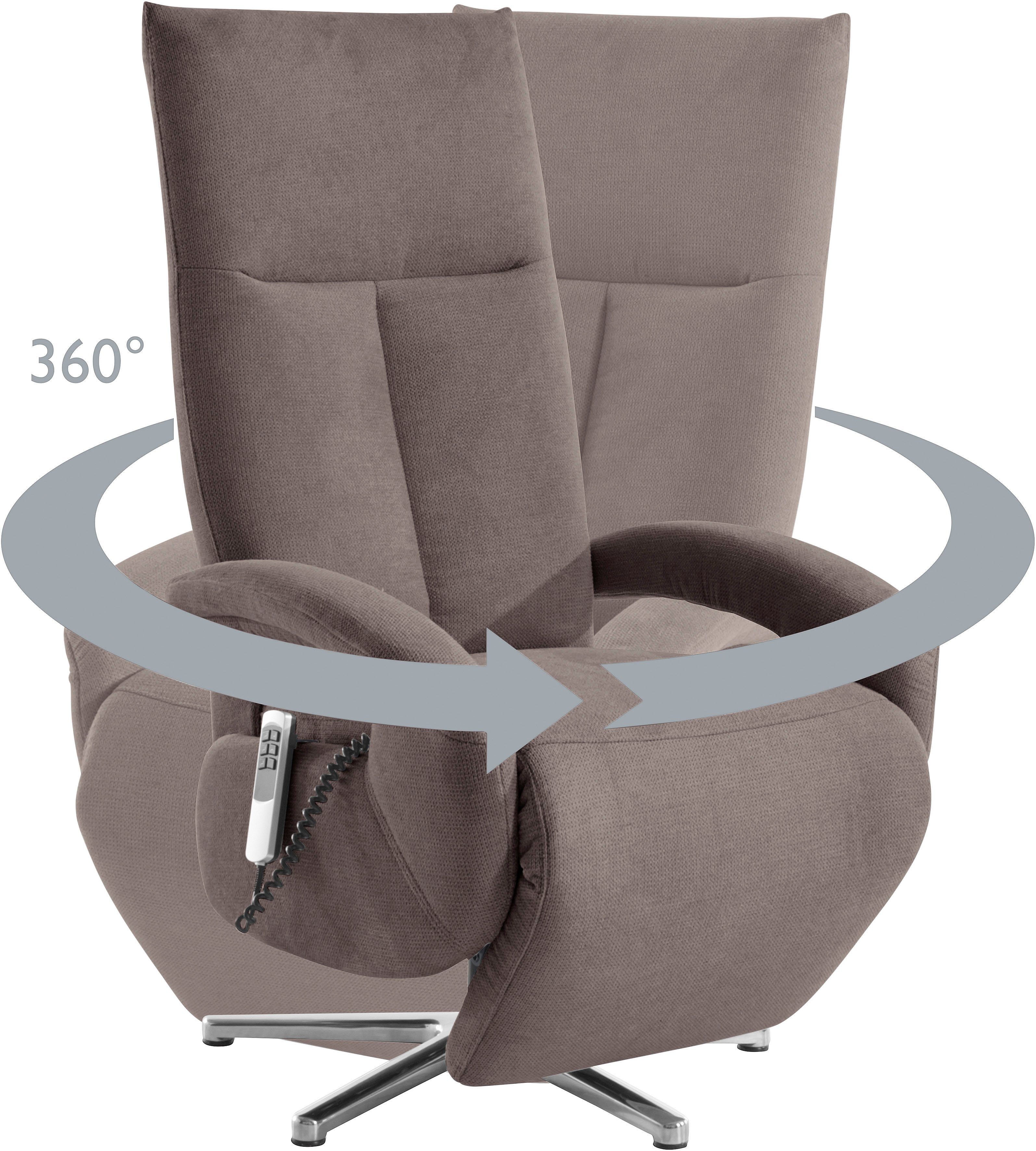 sit&more Relaxfauteuil Tycoon met verstelbare hoofdsteun en 360° draaifunctie keuze tussen handmatige of elektrische functie, ook met accu (draadloos)