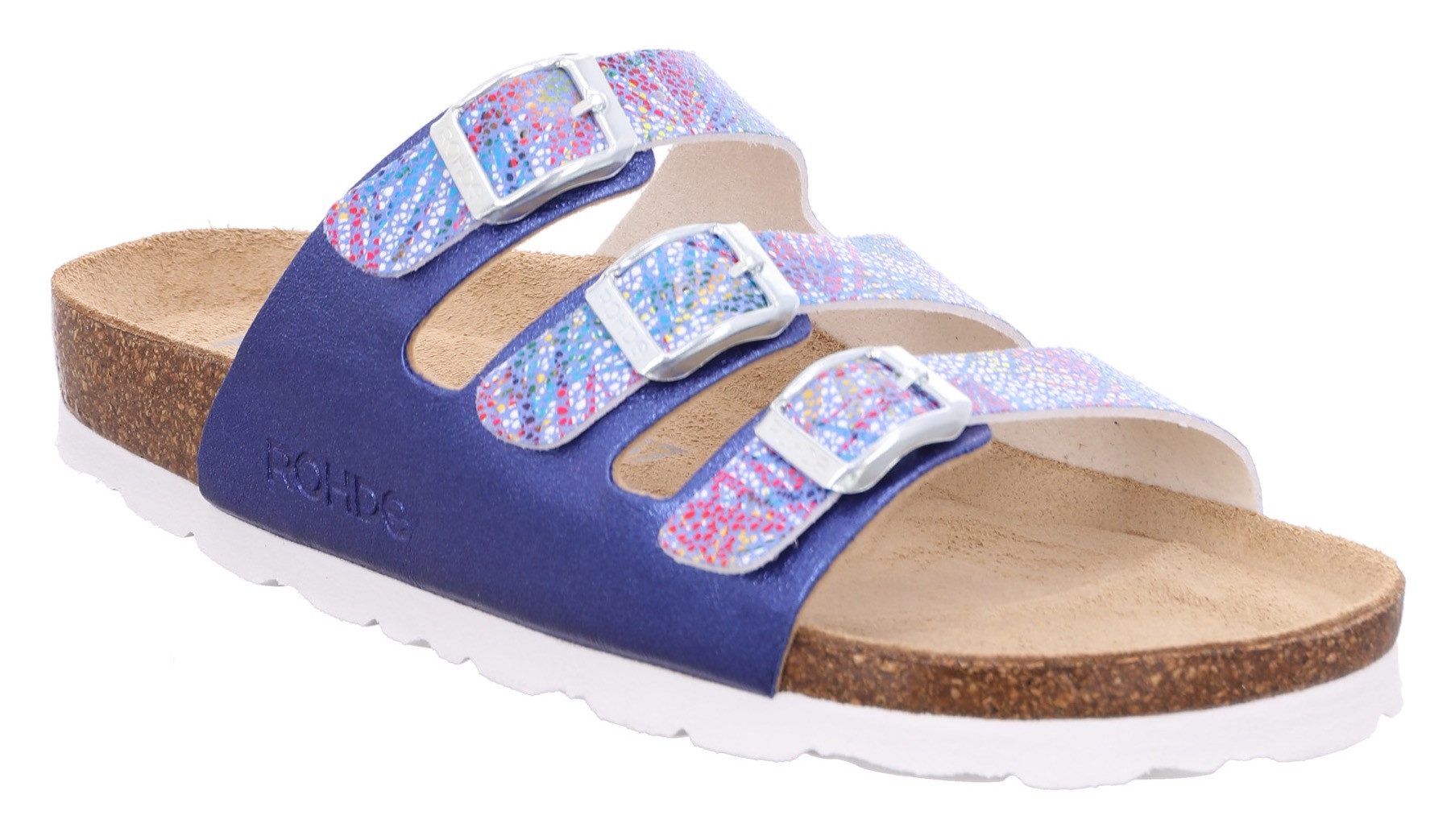 Rohde Slippers Alba Zomerschoen, huisschoen, strandschoen, slippers met drie gespen dames sandaaltjes maat 38 blauw