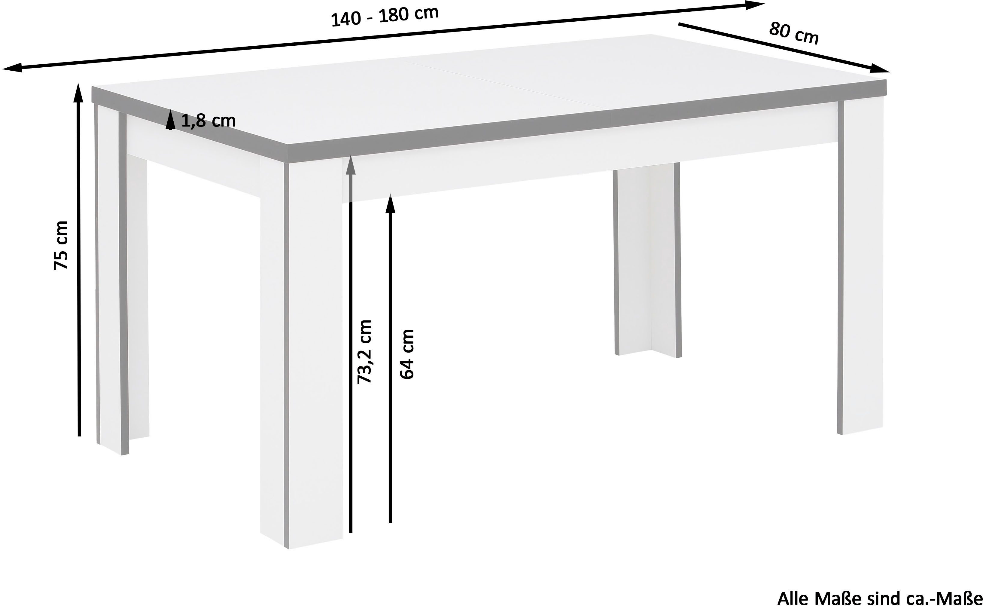 Home affaire Eettafel Bergamo naar keuze uittrekbaar onderhoudsvriendelijke eettafel, verkrijgbaar in 3 maten, 140 cm uitschuifbaar