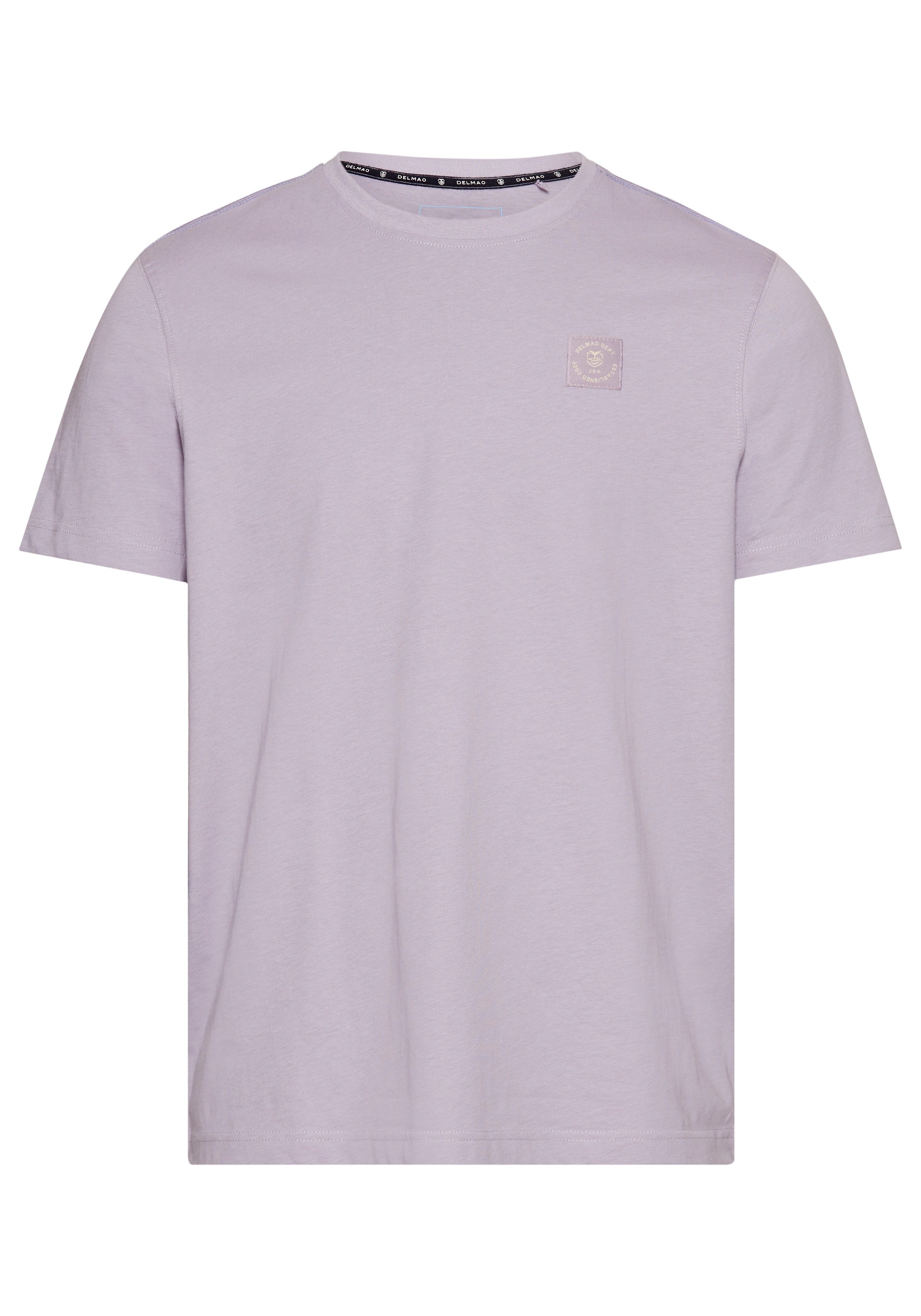 DELMAO Shirt met ronde hals Korte mouw, regular fit, basic, van 100% katoen