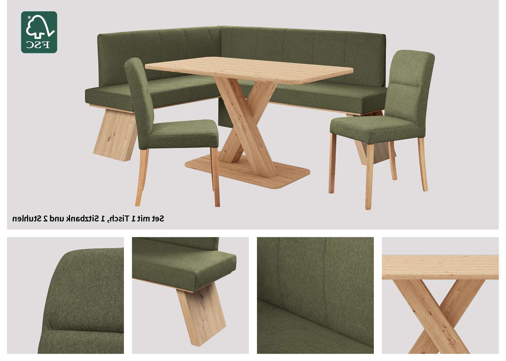 Home affaire Eethoek Nina Eetkamer zitgroep stoelen tafel en bank comfortabel gepolsterd (4-delig)