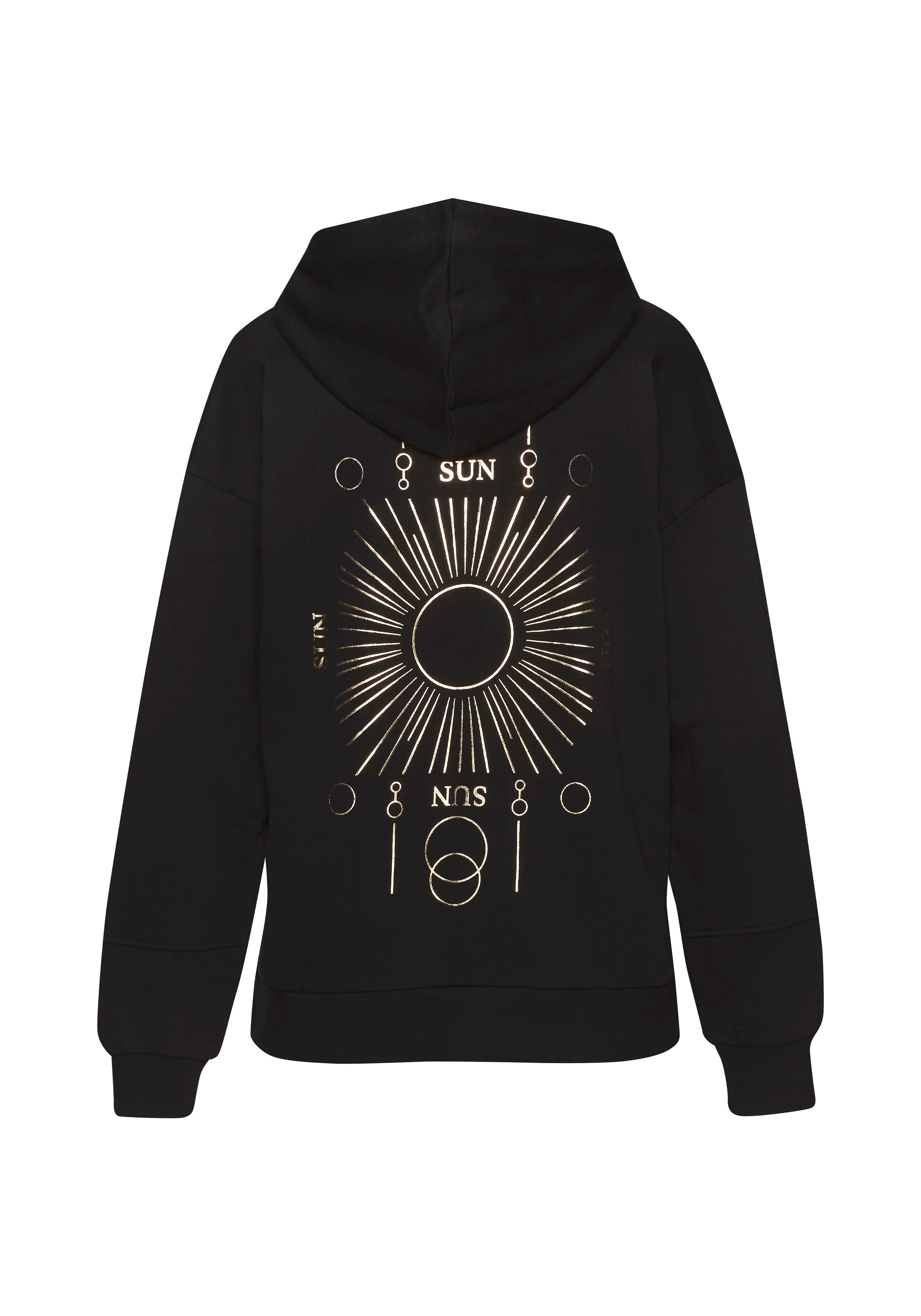 Buffalo Hoodie Capuchon sweatshirt met grote rugprint - met glanseffect, loungewear