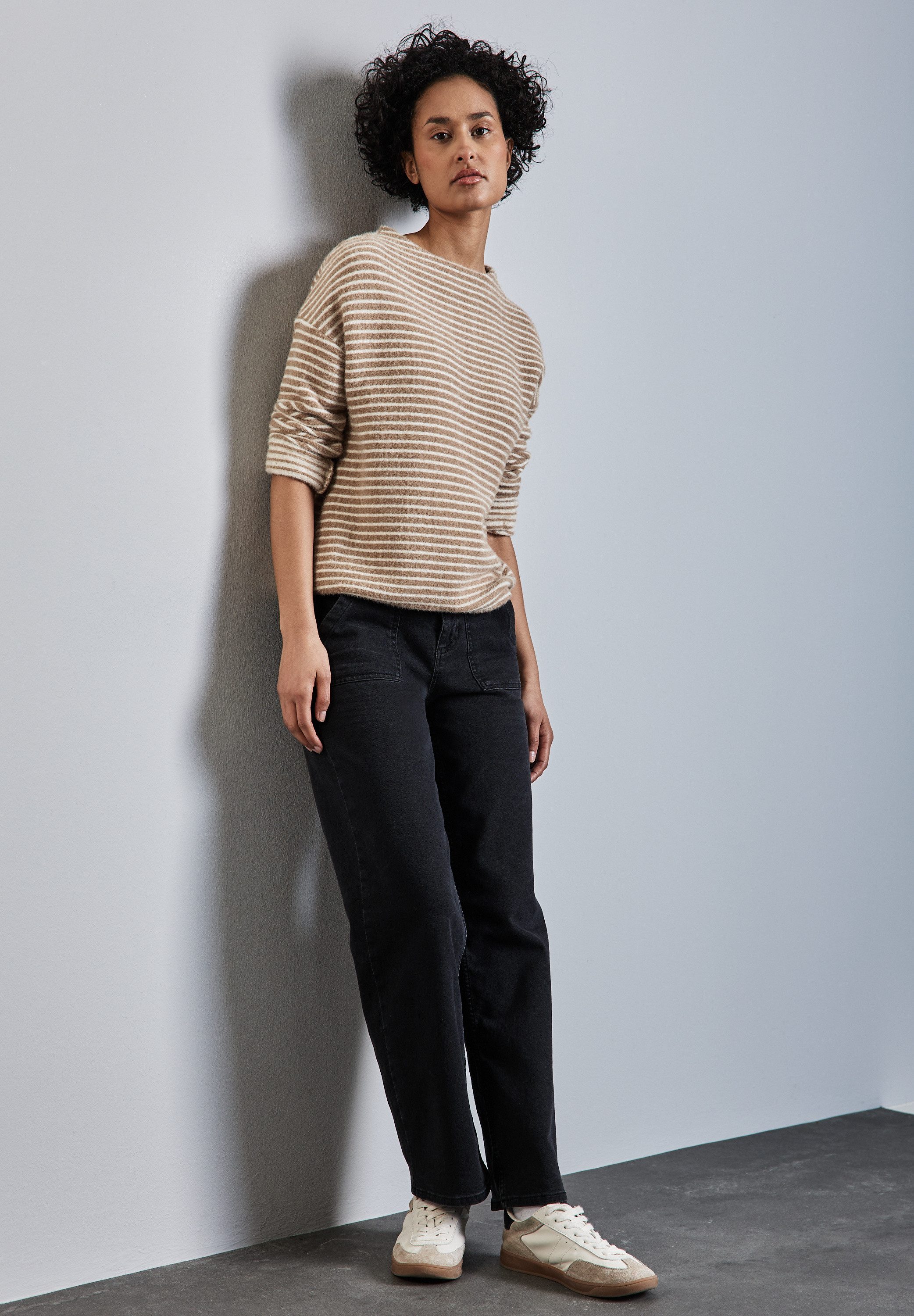 STREET ONE Shirt met lange mouwen in tijdloze streep-look