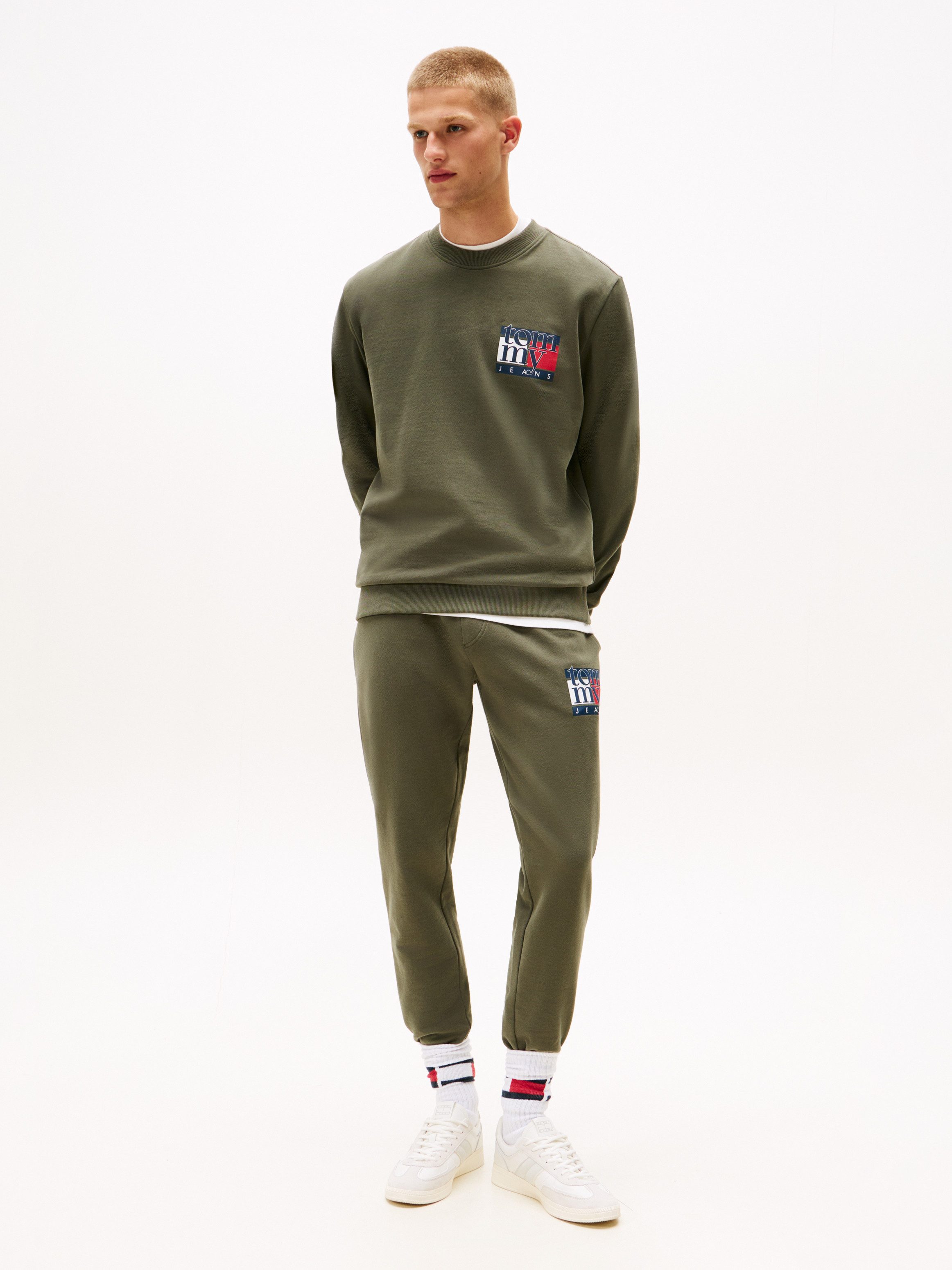 TOMMY JEANS Sweatshirt TJM RWB FLAG Ronde hals, regular fit, print, ribboorden