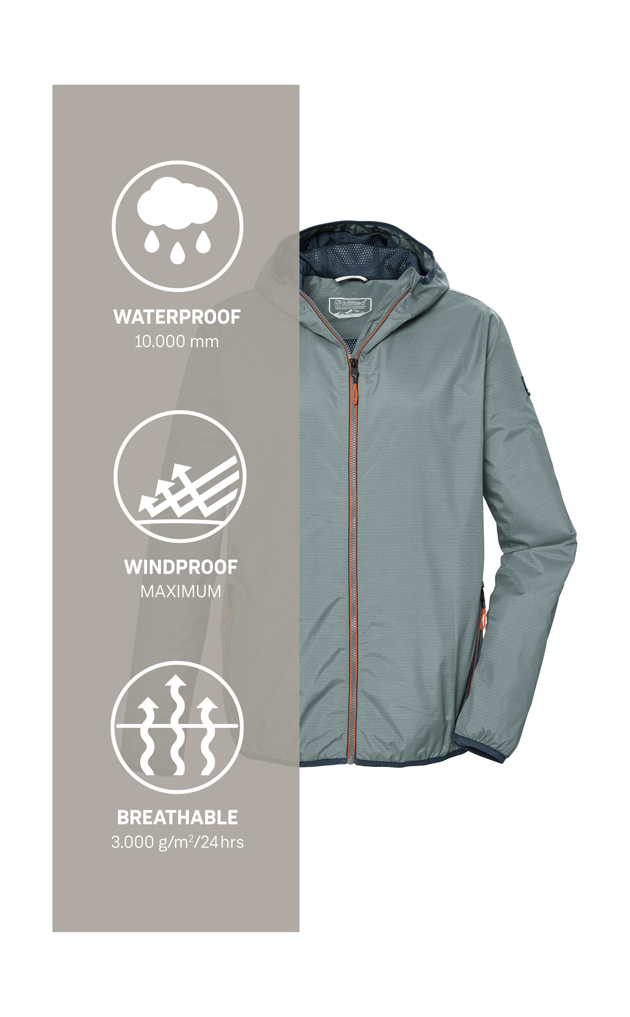 Killtec Outdoorjack KOS 112 MN JCKT Lichte, waterdichte, ademende jas, PFAS-vrij, gerecycled
