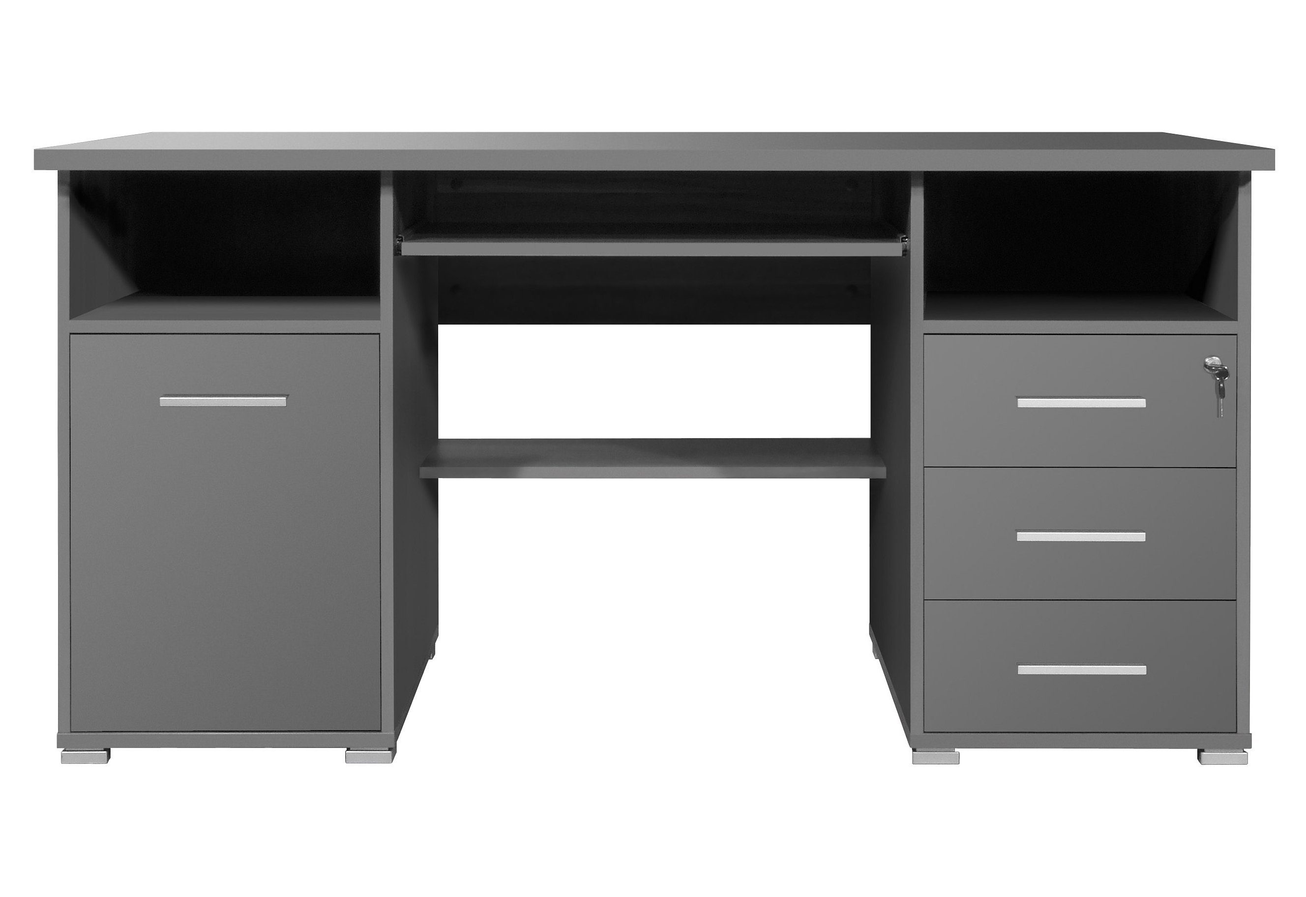 GERMANIA Pc-bureau 0484 Bureau met uittrekplank voor het toetsenbord & afsluitbare lade, 145 cm breed