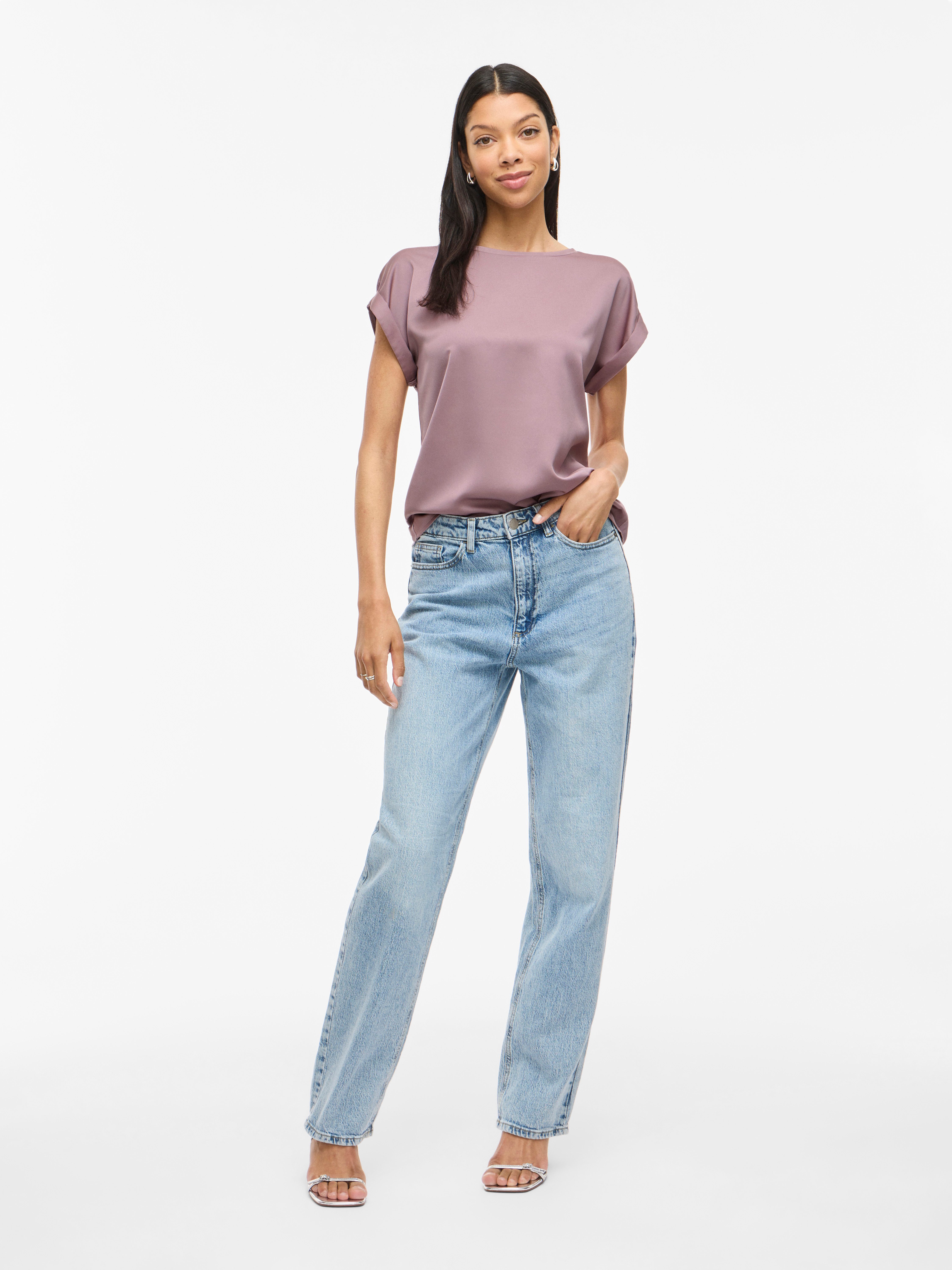 Vila Shirt met korte mouwen VIELLETTE S/S SATIN TOP - NOOS