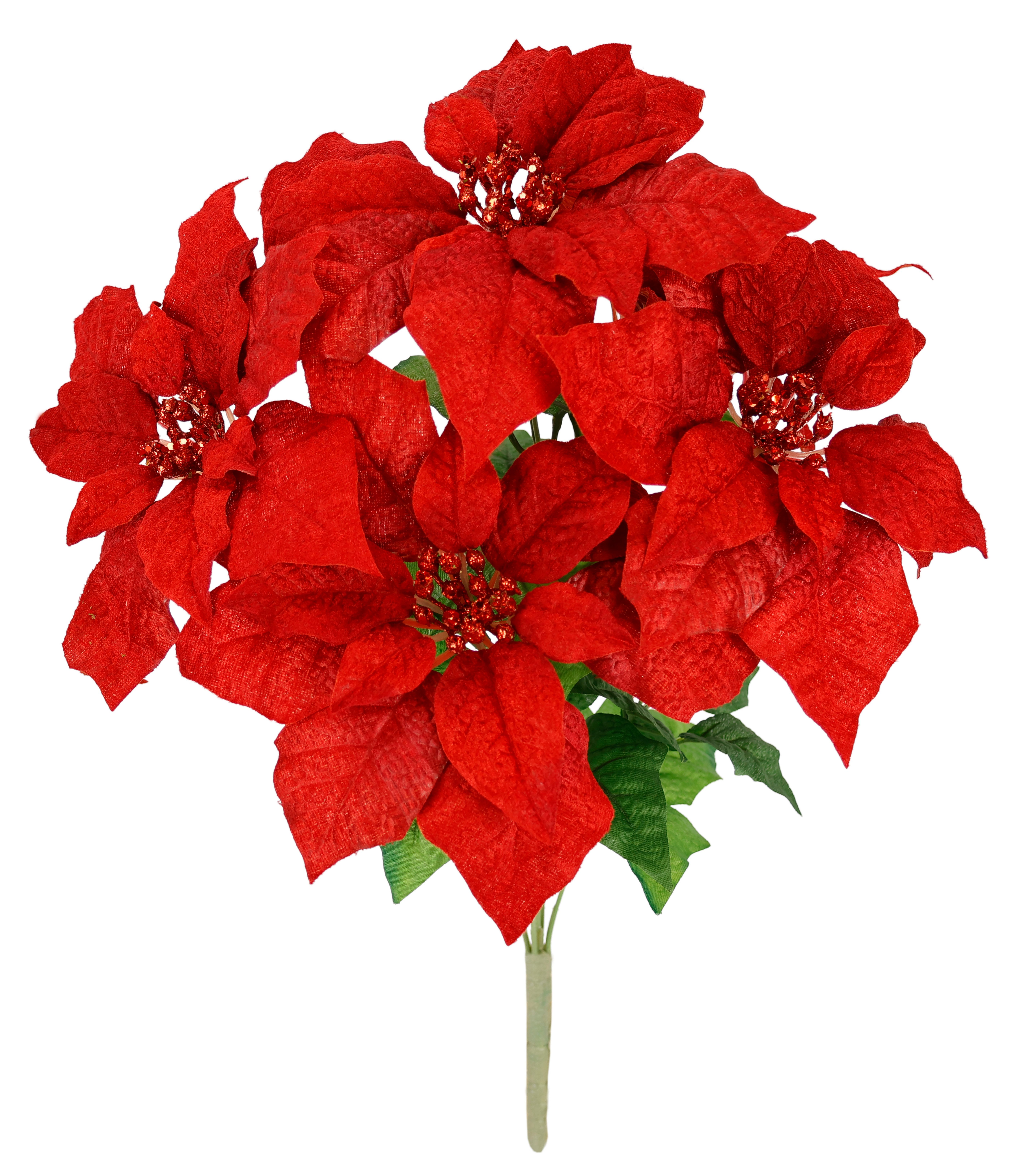 I.GE.A. Boeket kunstbloemen Boeket Poinsettia Kerstster kerstster kerstdecoratie kunstbloem kerstbloem (1 stuk)