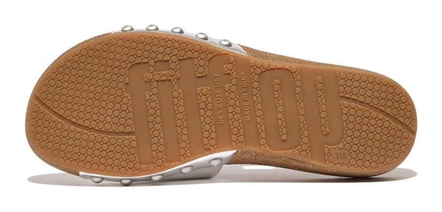 Fitflop Slippers IQUSHION ADJUSTABLE BUCKLE METALLIC-LEATHER SLIDES sleehak, zomerschoen, slippers met verstelbare bandage