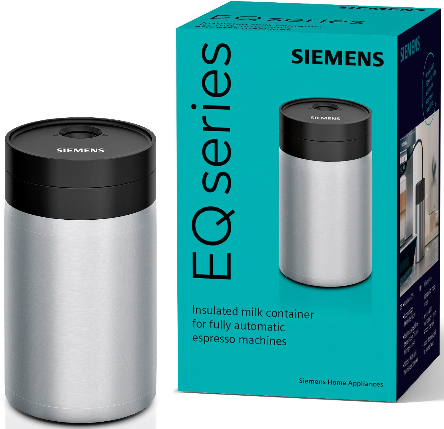SIEMENS Geïsoleerde melkbeker TZ80009N, freshlock-deksel, 0,5 l, voor alle volautomatische koffiezetapparaten van de eq-serie