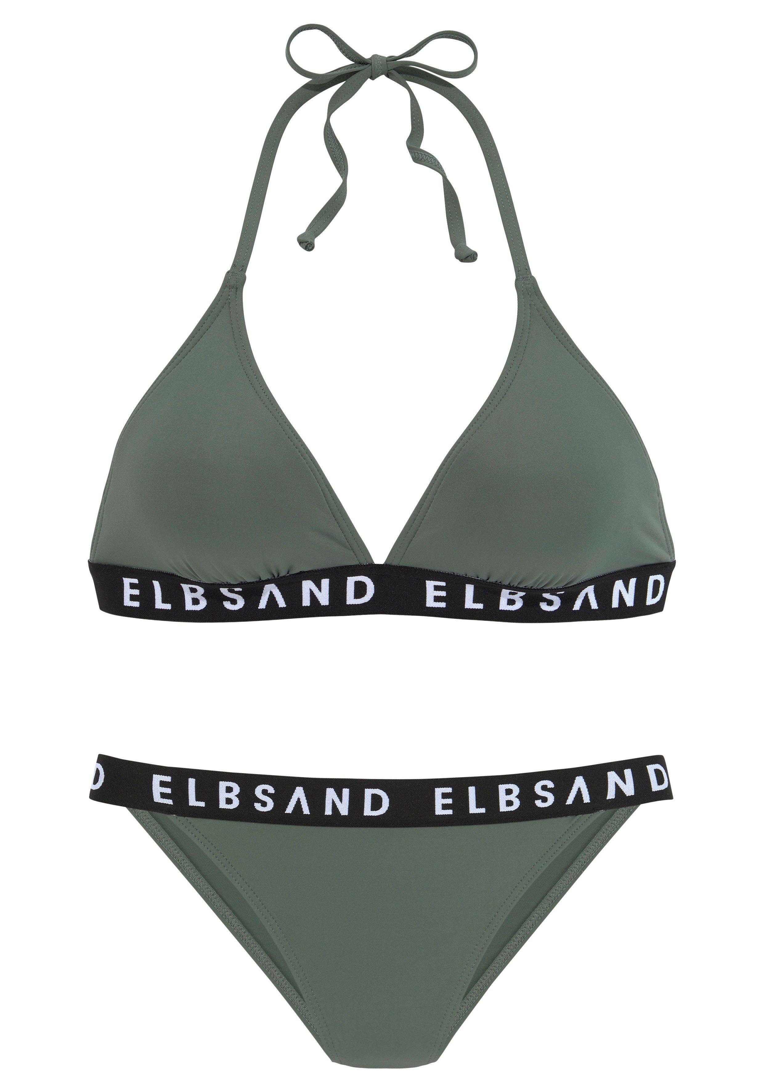 Elbsand Triangelbikini met merkopschriften in contrastkleur