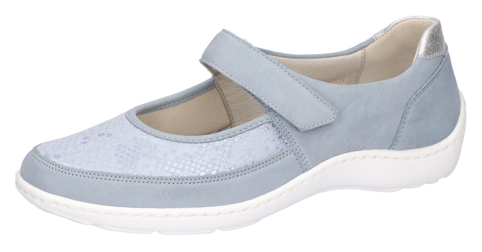 Waldläufer Ballerina's met riempje Henni , lage schoen, comfortabele schoen, klittenbandschoen in breedte h (= zeer breed)