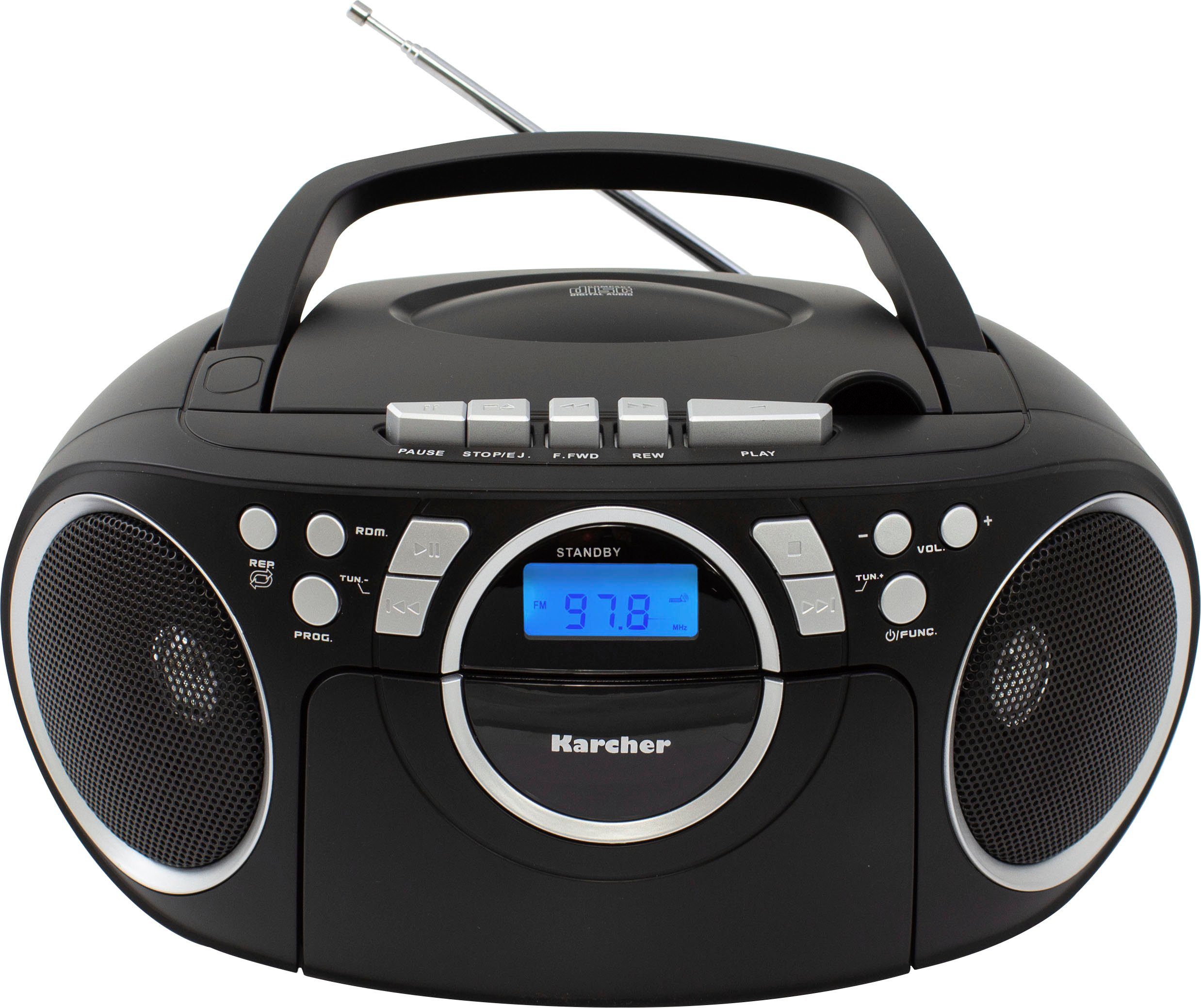 Karcher Boombox RR 5042-R CD-speler, cassette-speler, AUX-aansluiting, koptelefoonaansluiting