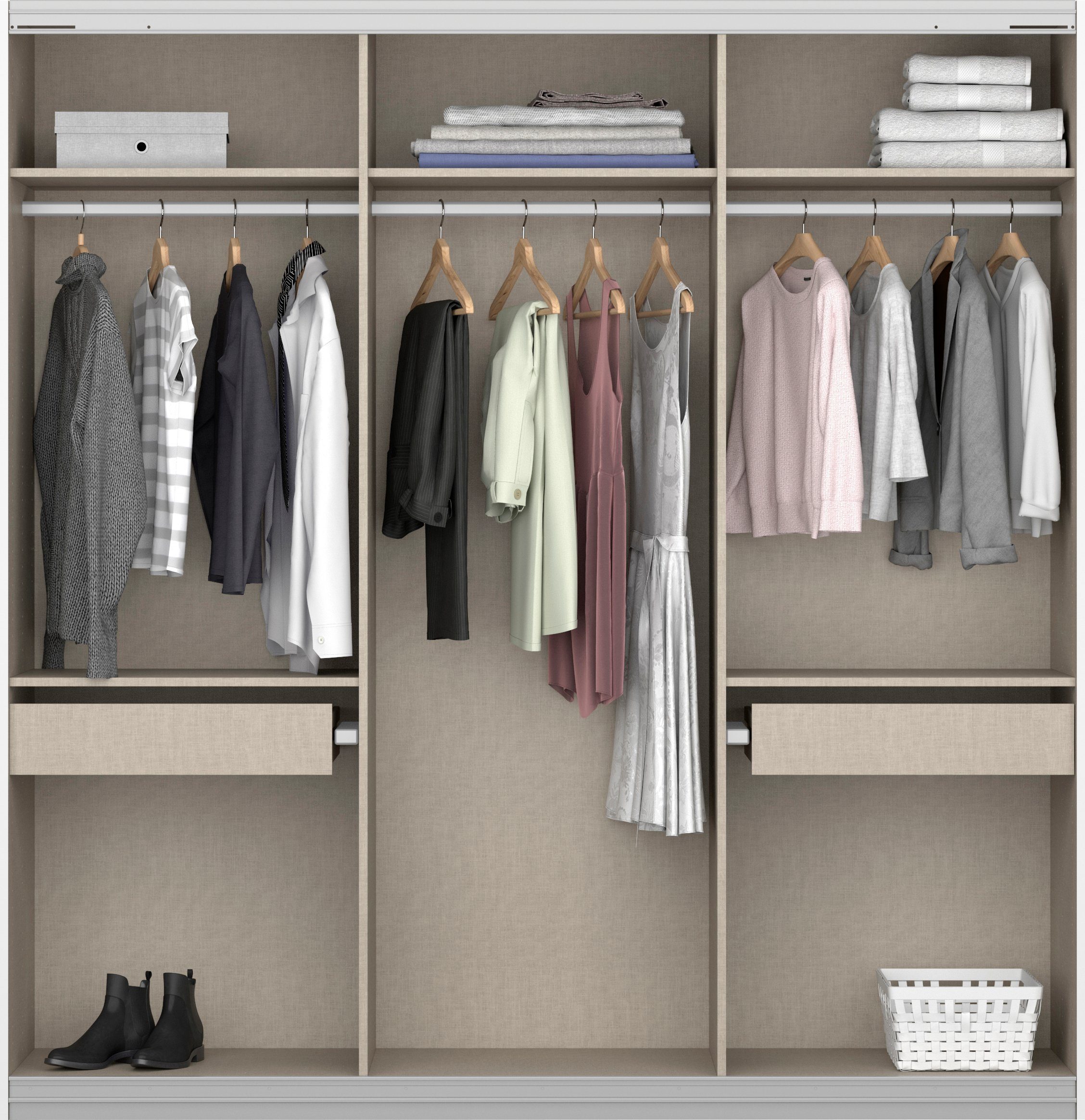 rauch Zweefdeurkast Kledingkast kast garderobe BESTSELLER KOLUNA met spiegel inclusief 2 binnenladen en extra legplanken made in germany