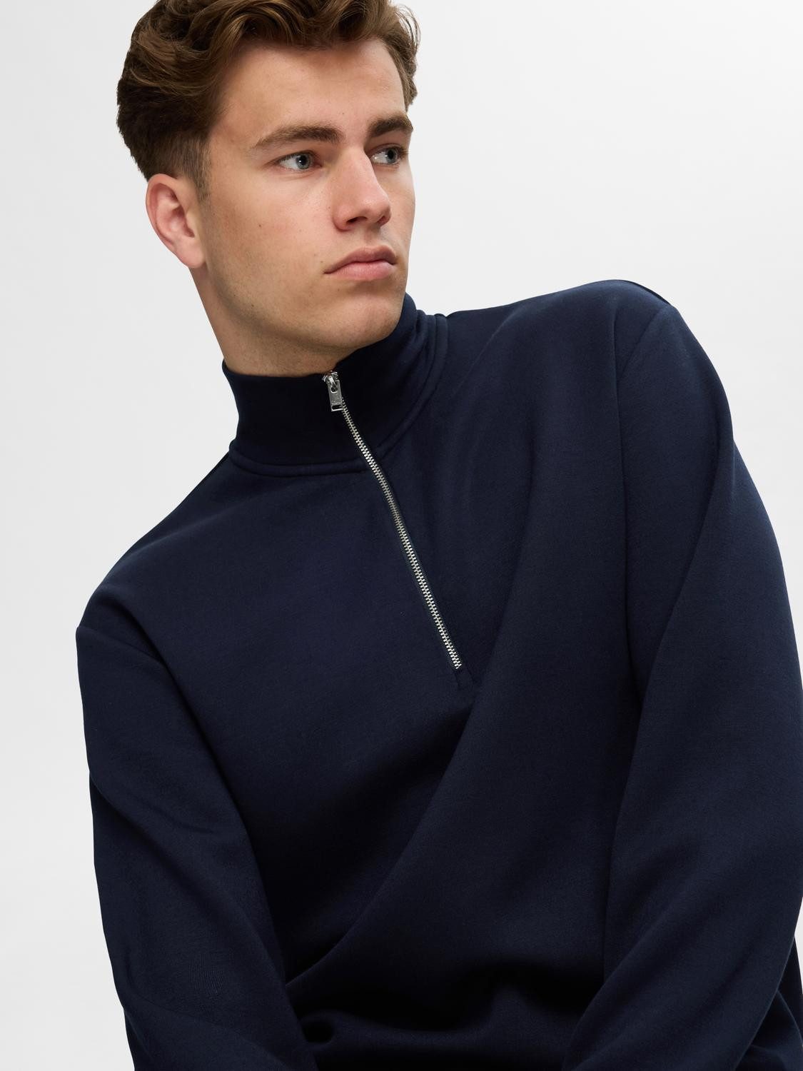 SELECTED HOMME Sweatshirt SLHEMANUEL SOFT ZIP HIGH NECK SWEAT NOOS