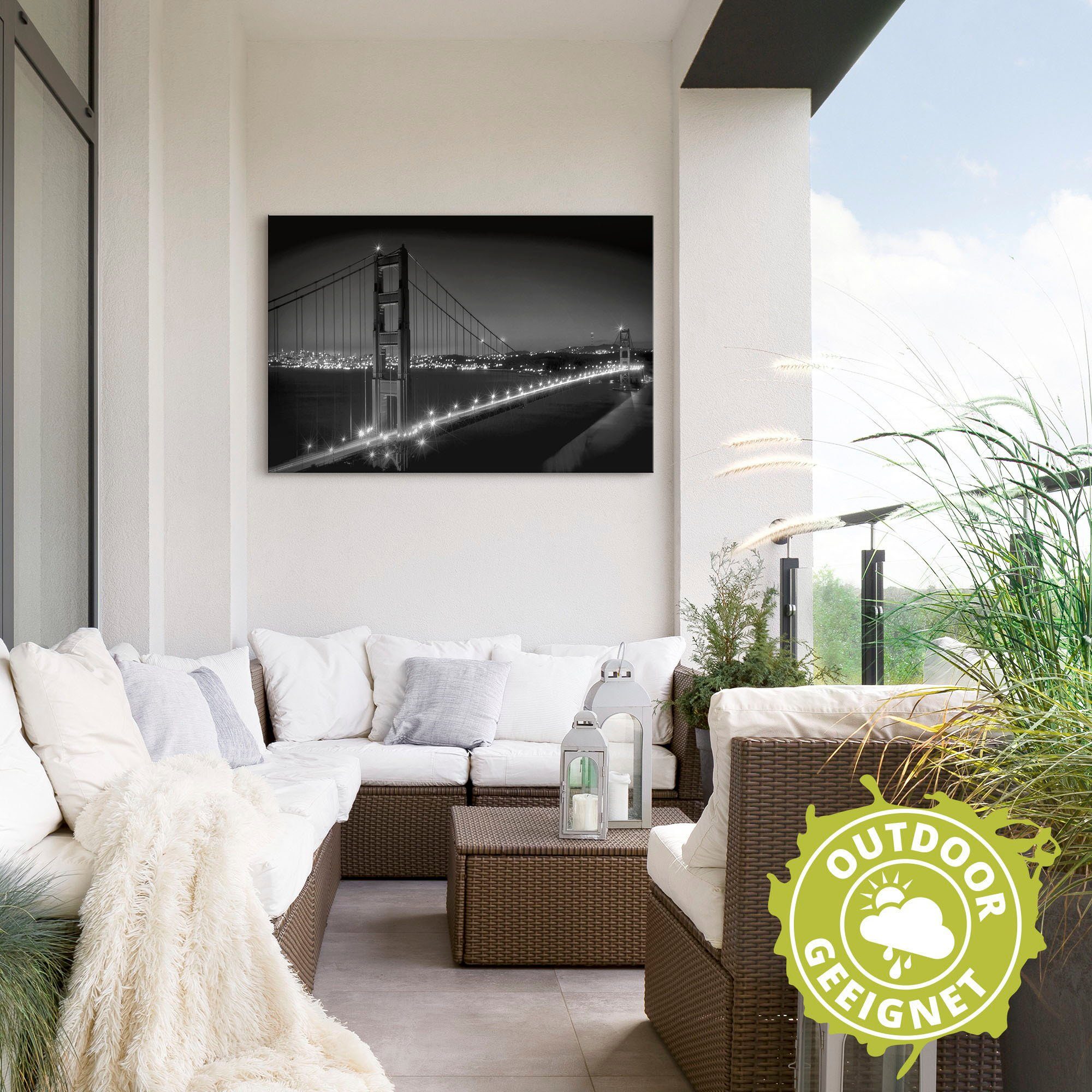 Artland Artprint Golden Gate Bridge ‘s avonds als artprint van aluminium, artprint voor buiten, muursticker in diverse maten