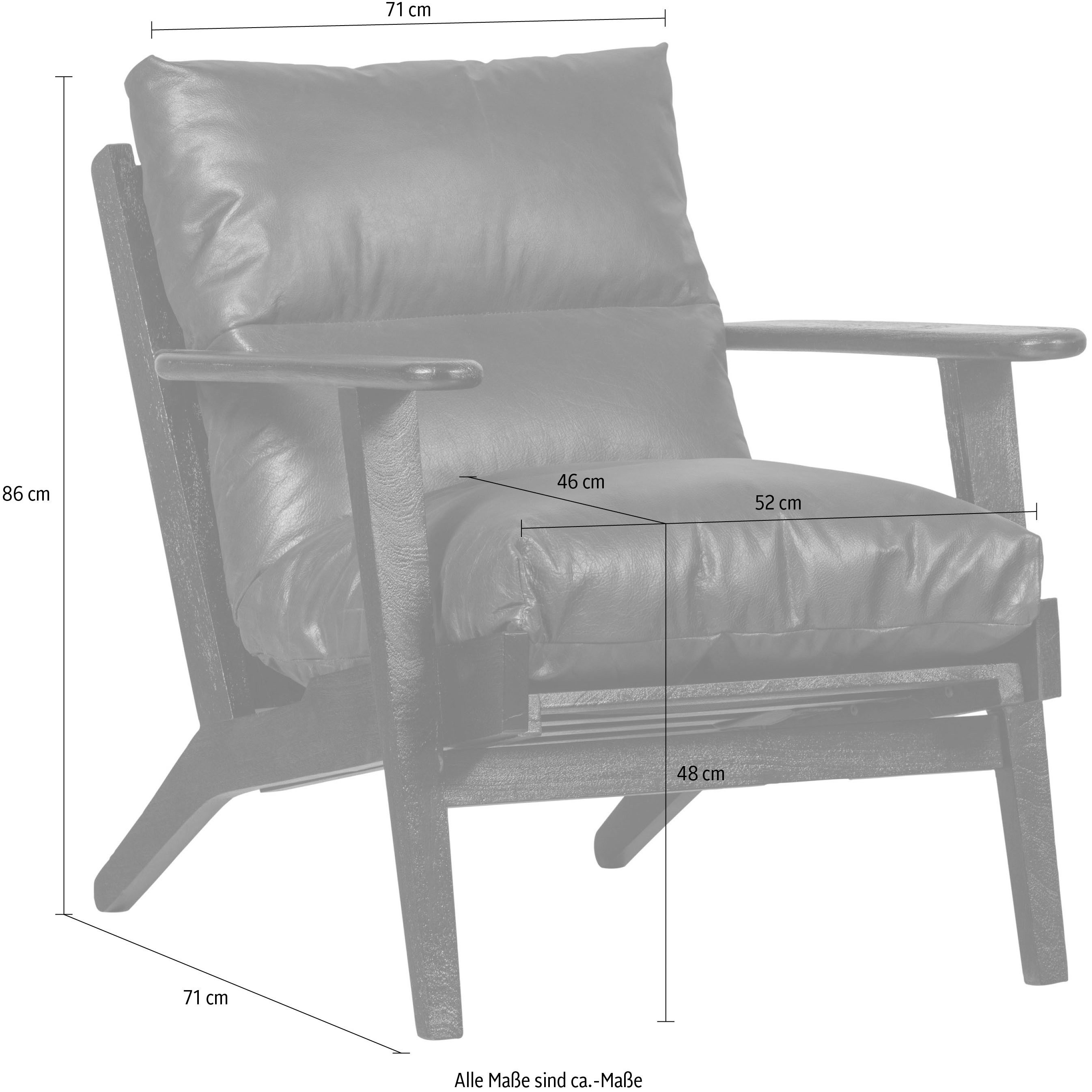 WOOOD Fauteuil Houston Frame van acaciahout, maximale belasting 150 kg, H 86 cm