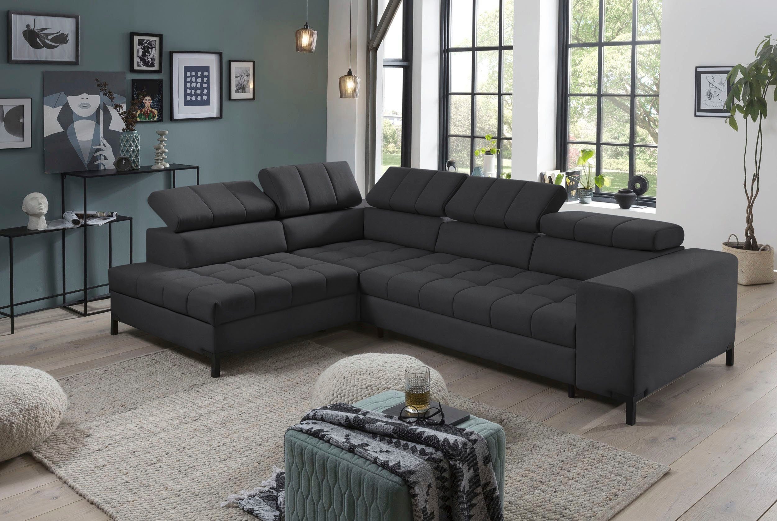 exxpo - sofa fashion Hoekbank Bocco, hoogwaardige afwerking, geweldig zitcomfort, comfortabel, L-vorm