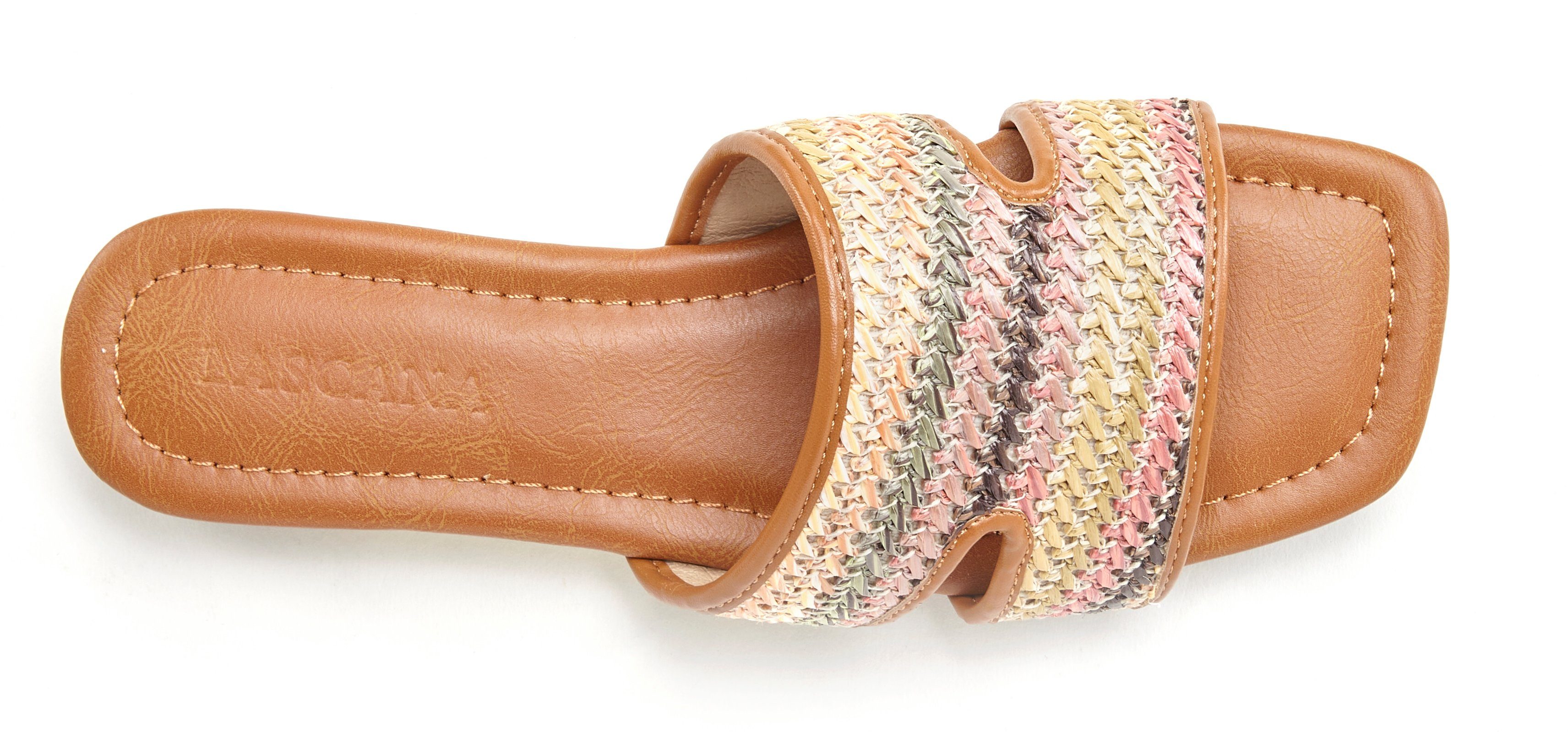 Lascana Slippers Mule, sandaal, open schoen in meerkleurige bamboe-optiek VEGAN