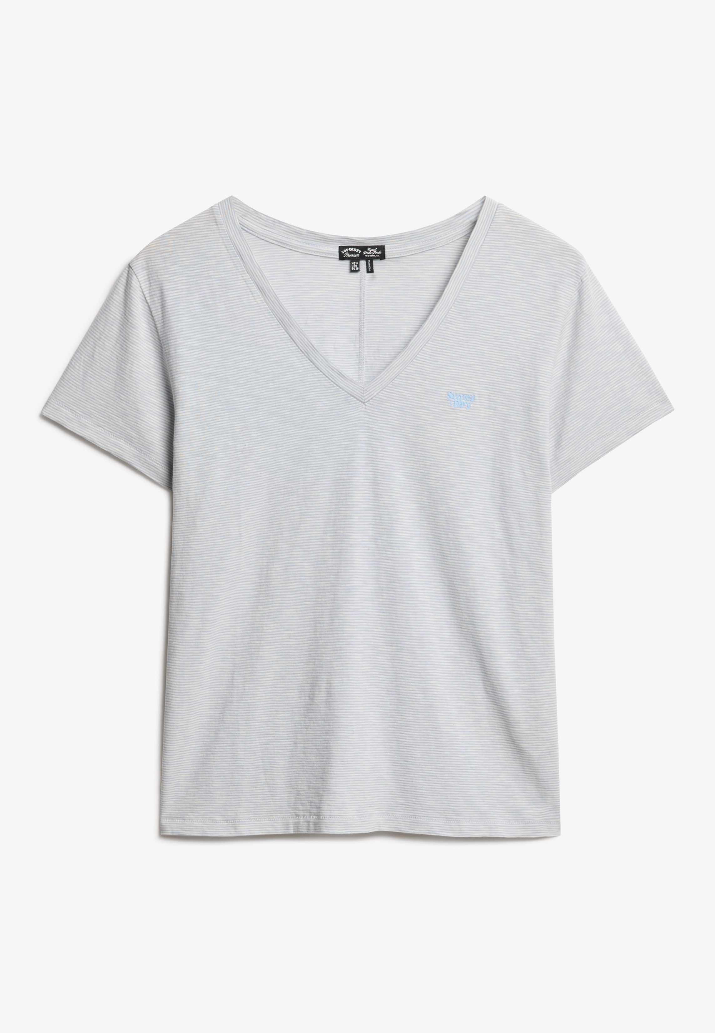 Superdry Shirt met V-hals STUDIOS SLUB EMB VEE TEE gestructureerd t-shirt met v-hals en borduursel