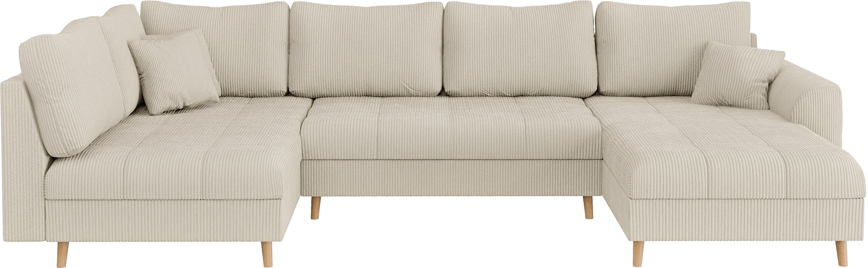 Home affaire Zithoek CHARRE U-vorm met ottomane, afmetingen B/D/H: 310/161/81 cm fijne stiksels, losse rug- en sierkussens, ook in cord en bouclé