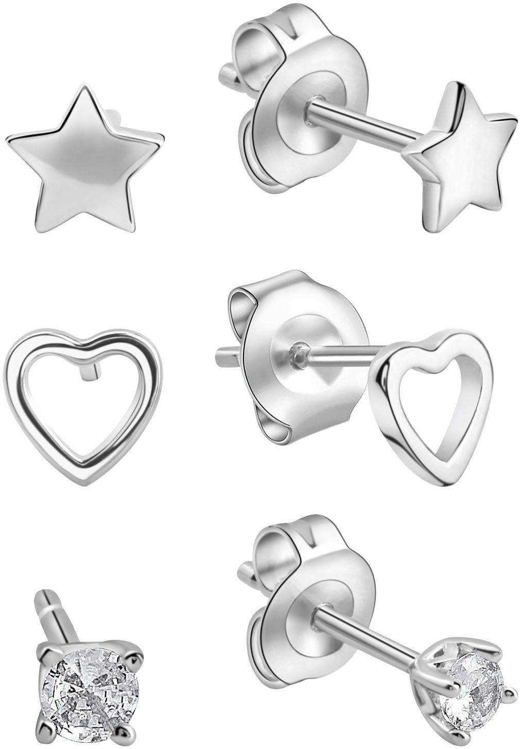 Firetti Oorstekerset Multipack sieraden cadeau zilver 925 oorbellen (set, 6-delig) dames oorbellen zilver(kleur)