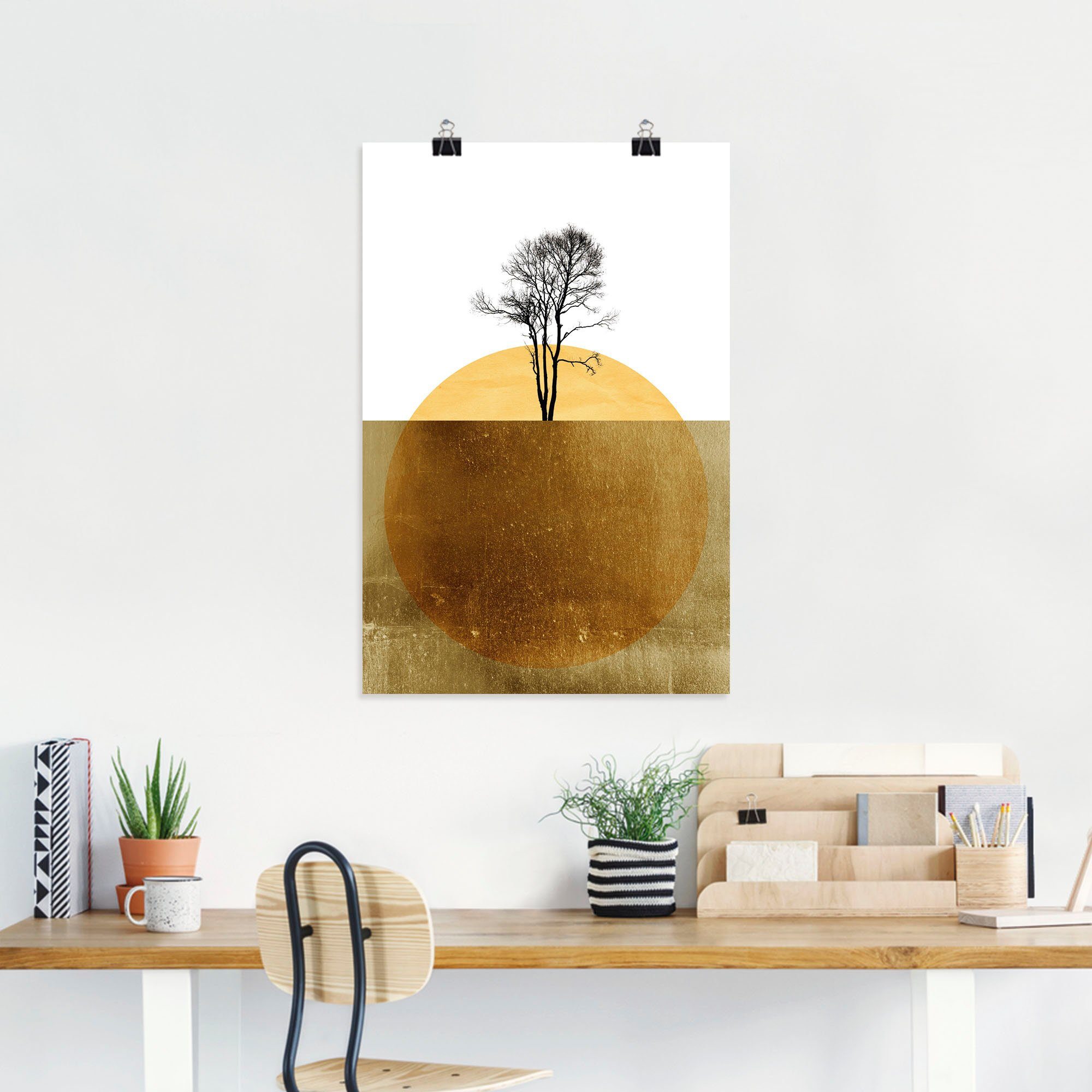 Artland Artprint Gouden oceaan als artprint van aluminium, artprint voor buiten, artprint op linnen, poster in verschillende maten. maten