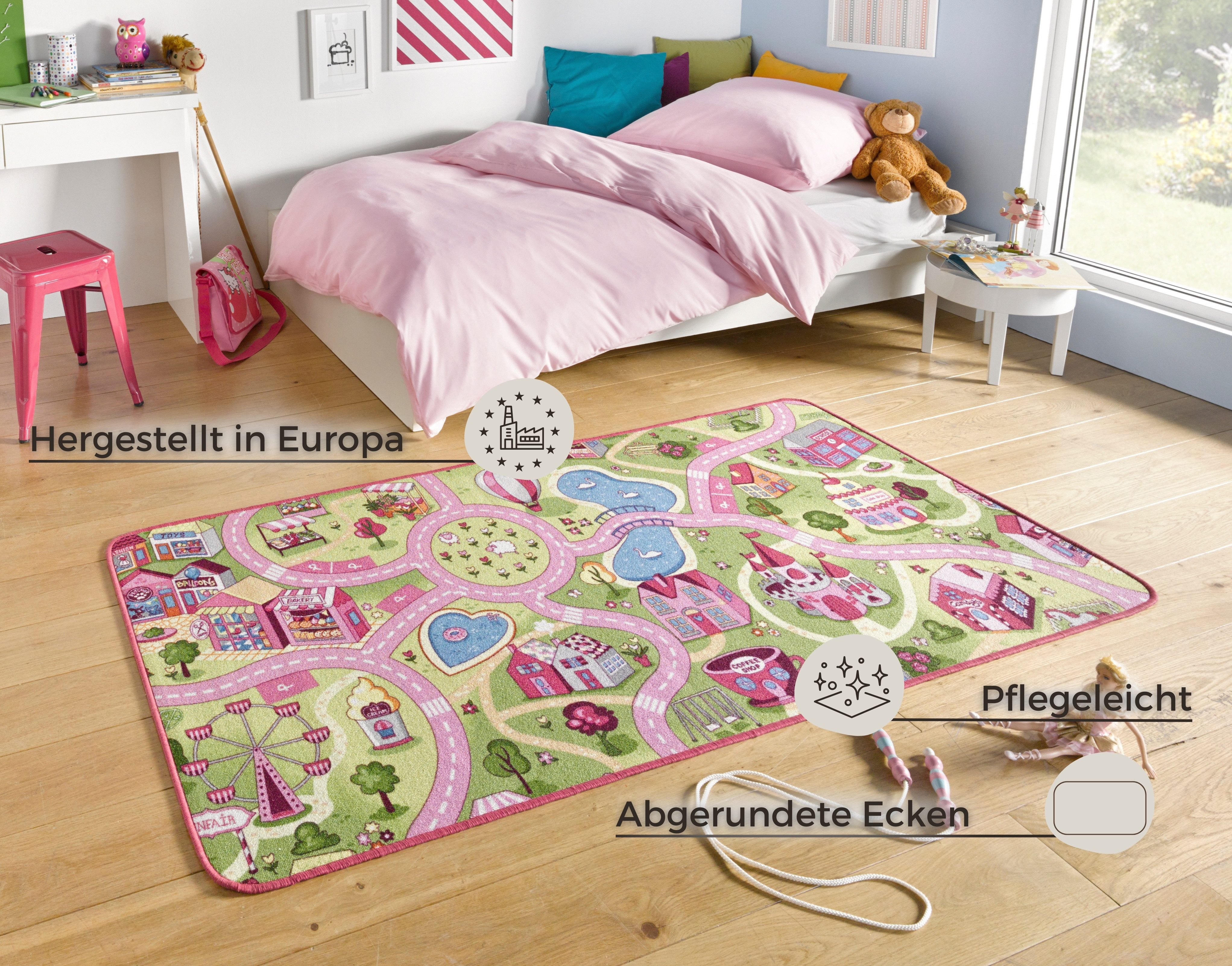 HANSE Home Kindervloerkleed Sweettown Korte pool, straten-speelkleed, speelmat, kinderkamer