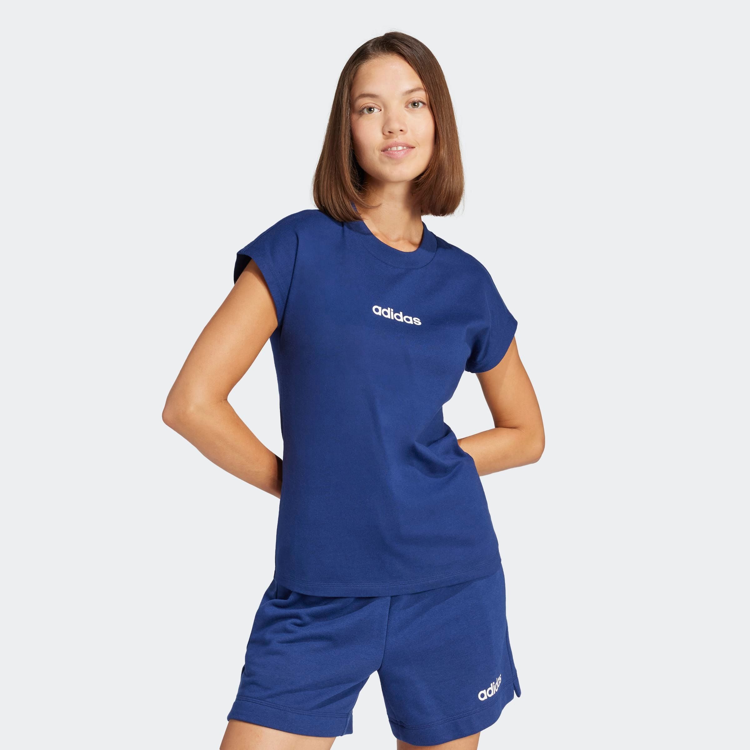adidas Sportswear T-shirt W LIN SJ T Basic T-shirt van zacht materiaal dames tops maat M blauw