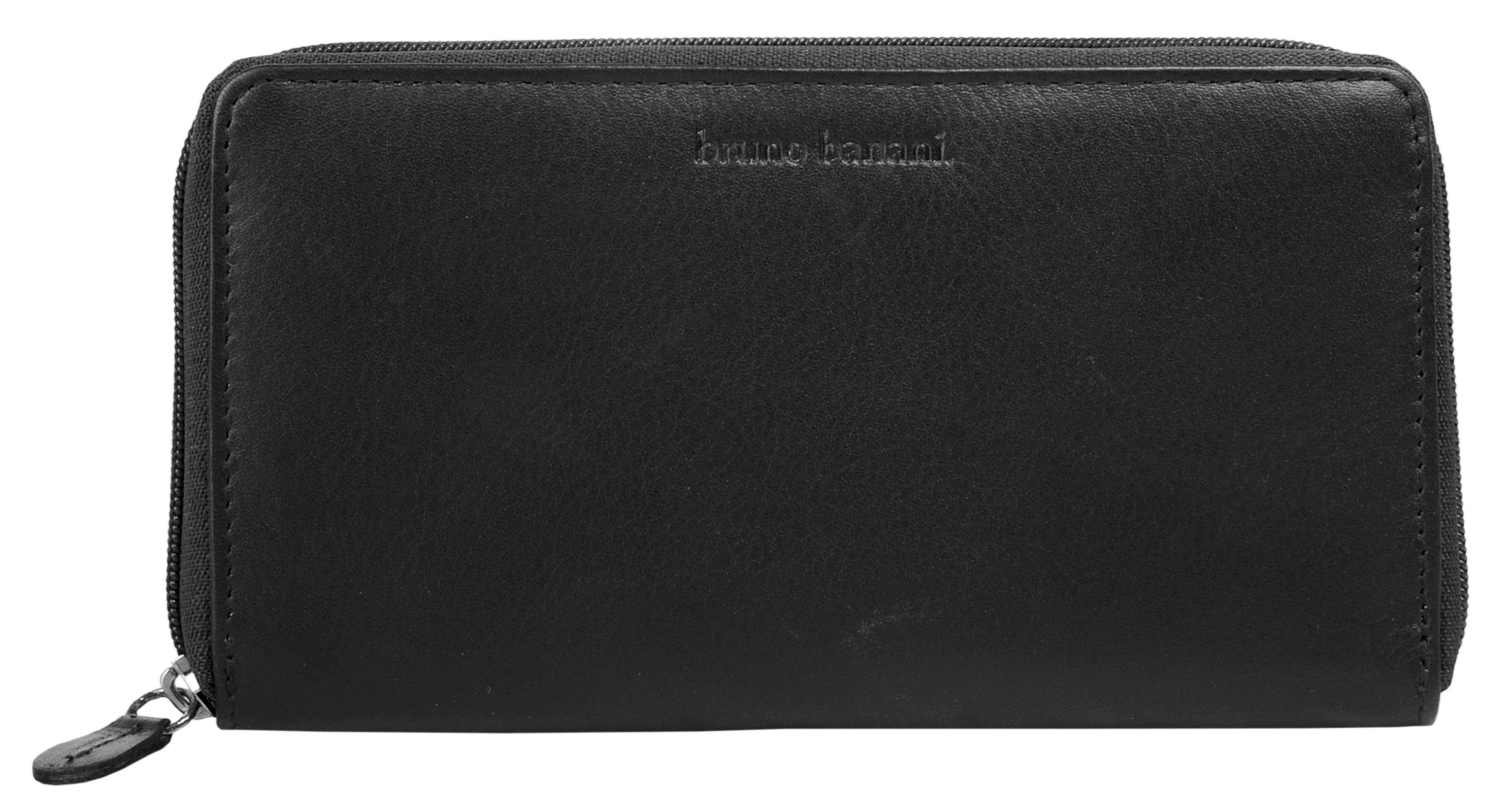 Bruno Banani Portemonnee Leer echt leder unisex portemonnees maat 11 cm zwart