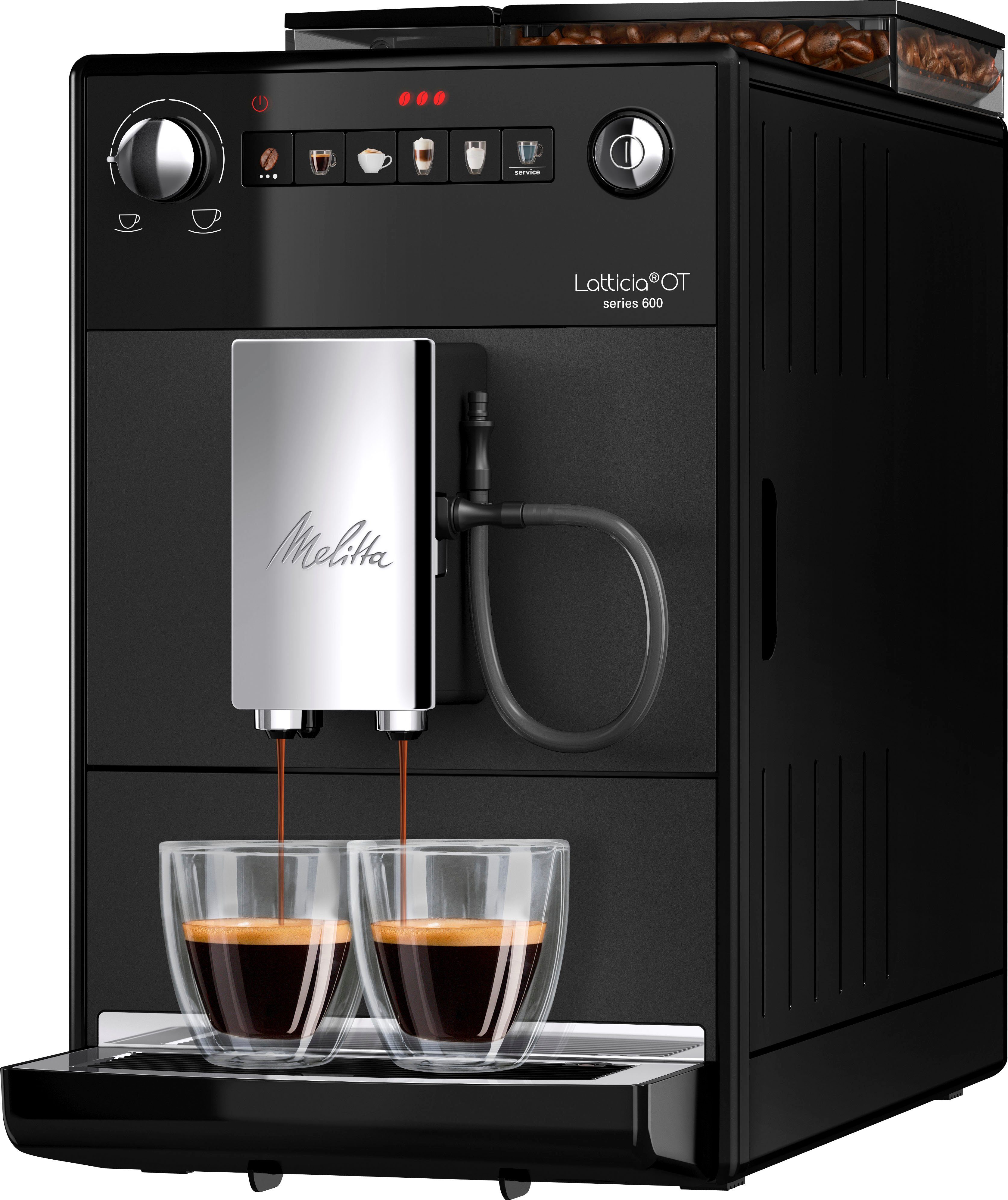 Melitta Volautomatisch koffiezetapparaat Latticia® One Touch F300-100, zwart, compact, maar xl-waterreservoir & xl-bonenreservoir