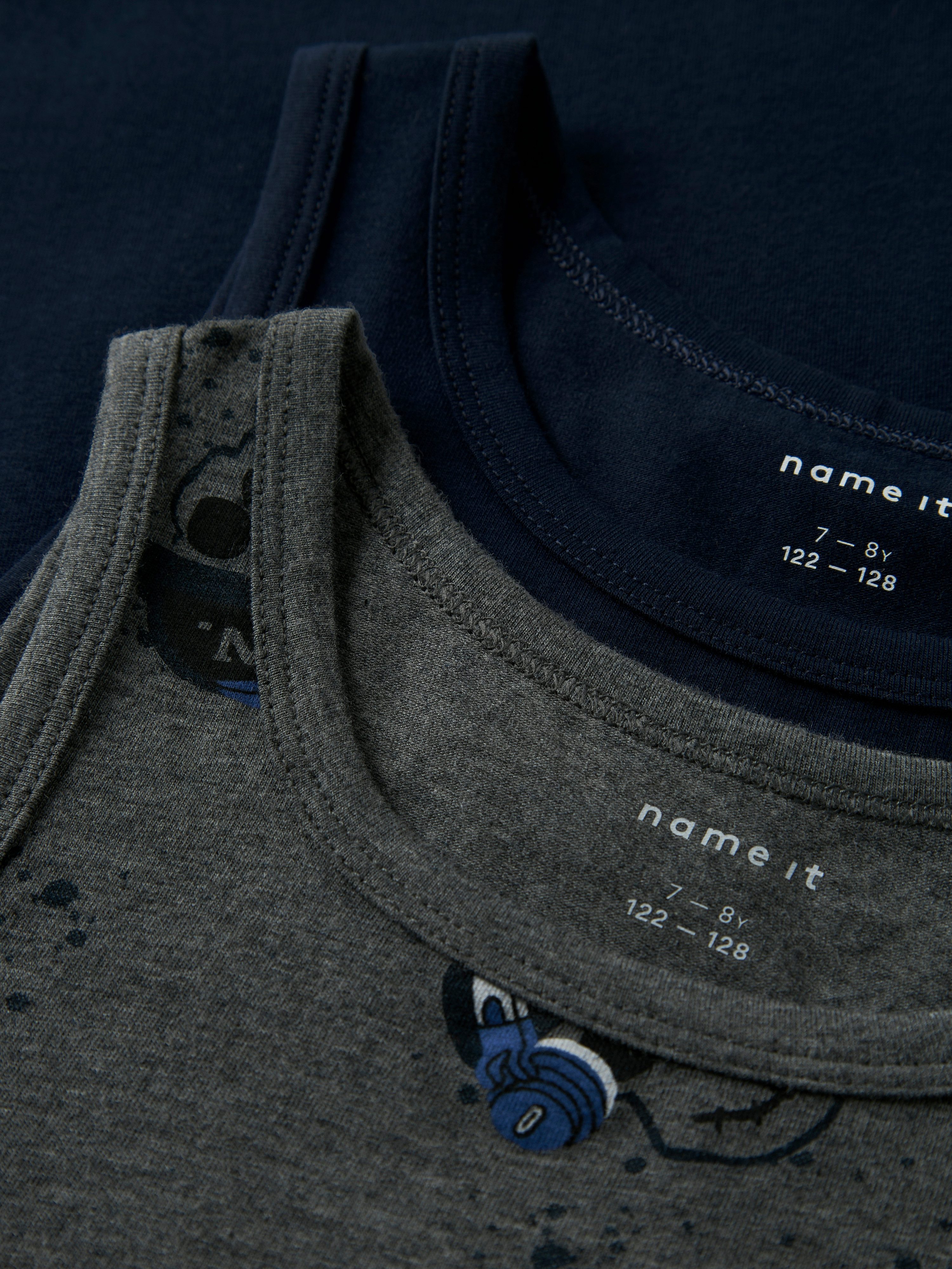 Name It Hemd NKMTANK TOP 2P DARK GREY MEL SKULL NOOS (set, 2 stuks)