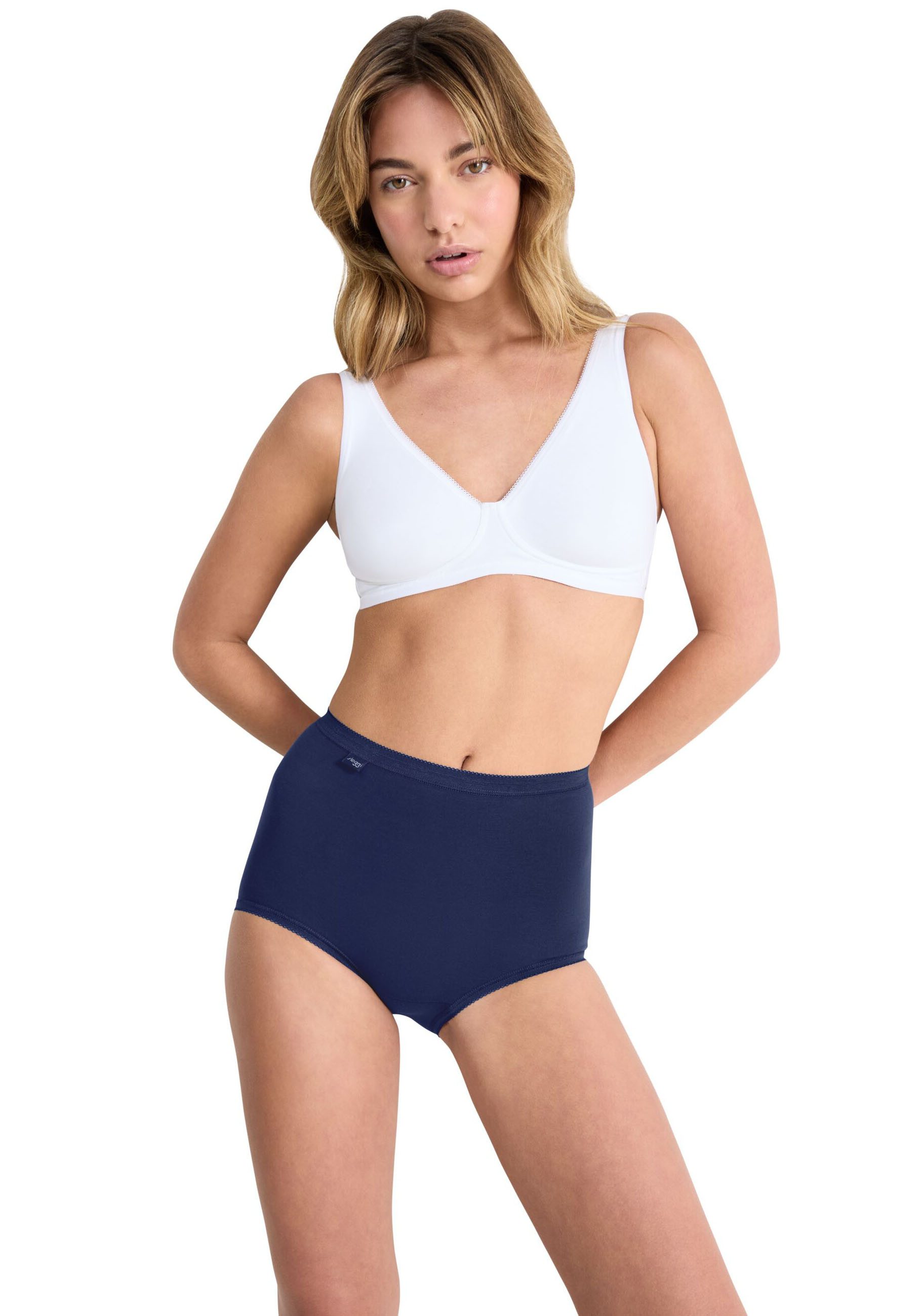 Sloggi Maxislip Basic + Katoenmix, zachte naden, hoge taille, elastisch (Set van 4)