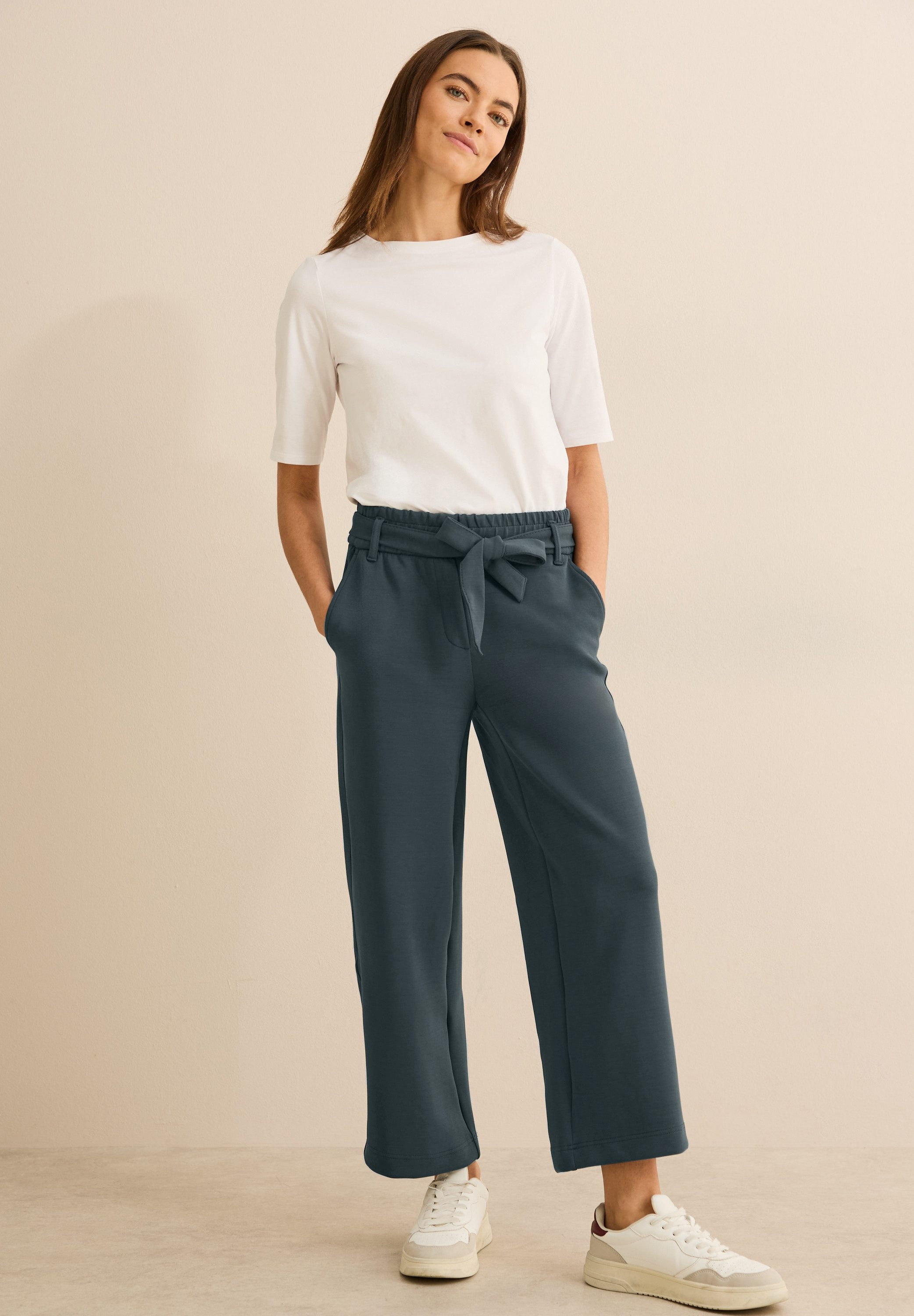 Cecil Stoffen broek Style Neele met bindgordel en elastische taille