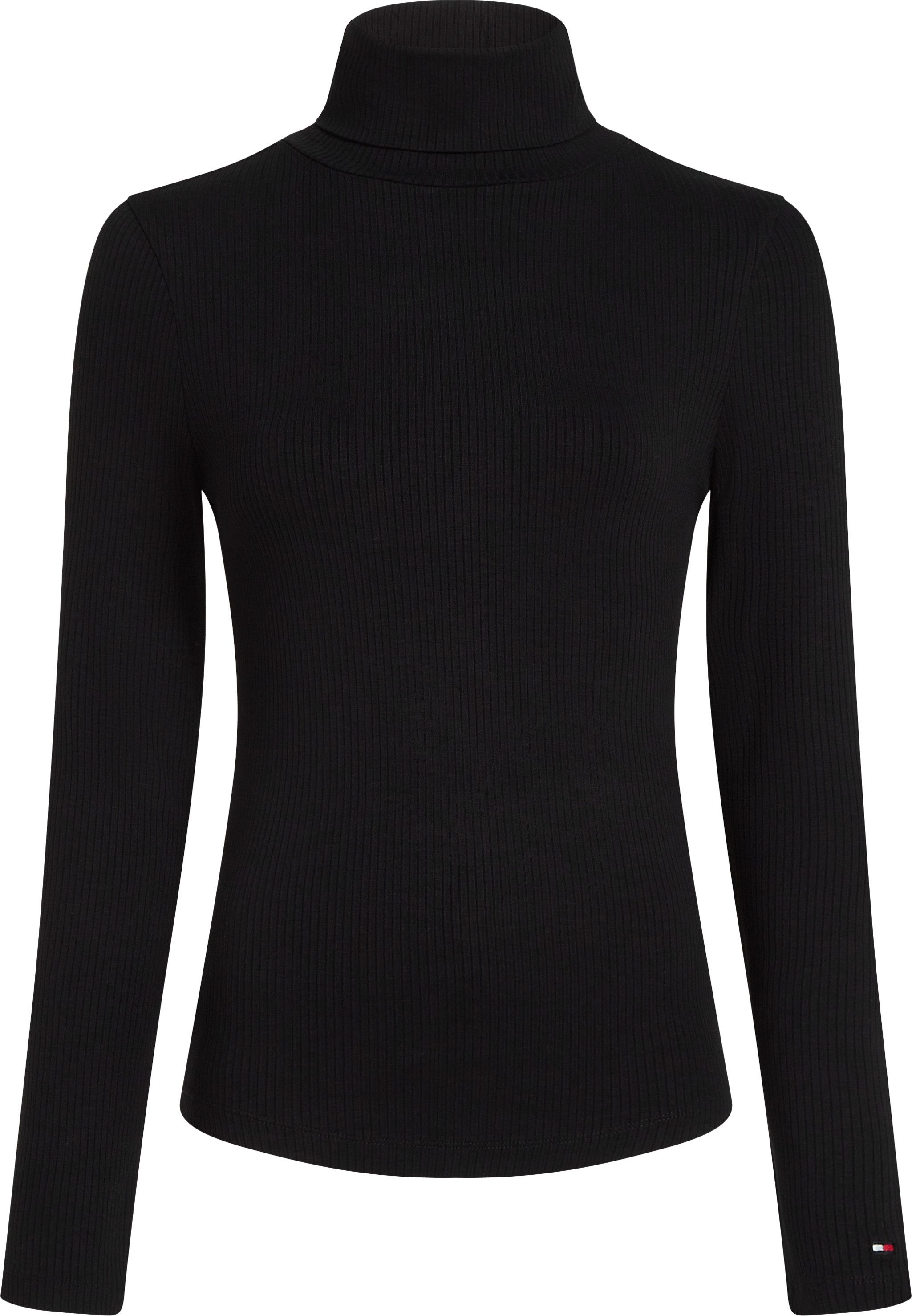 Tommy Hilfiger Shirt met lange mouwen SLIM 5X2 RIB ROLL-NK LS in een geribde structuur