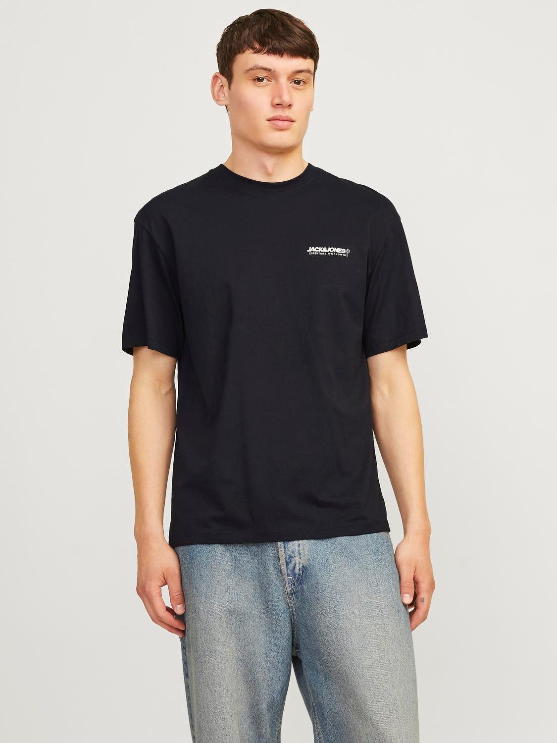 Jack & Jones Shirt met ronde hals JJELEGACY TEE SS O-NECK NOOS heren ronde hals maat XS zwart