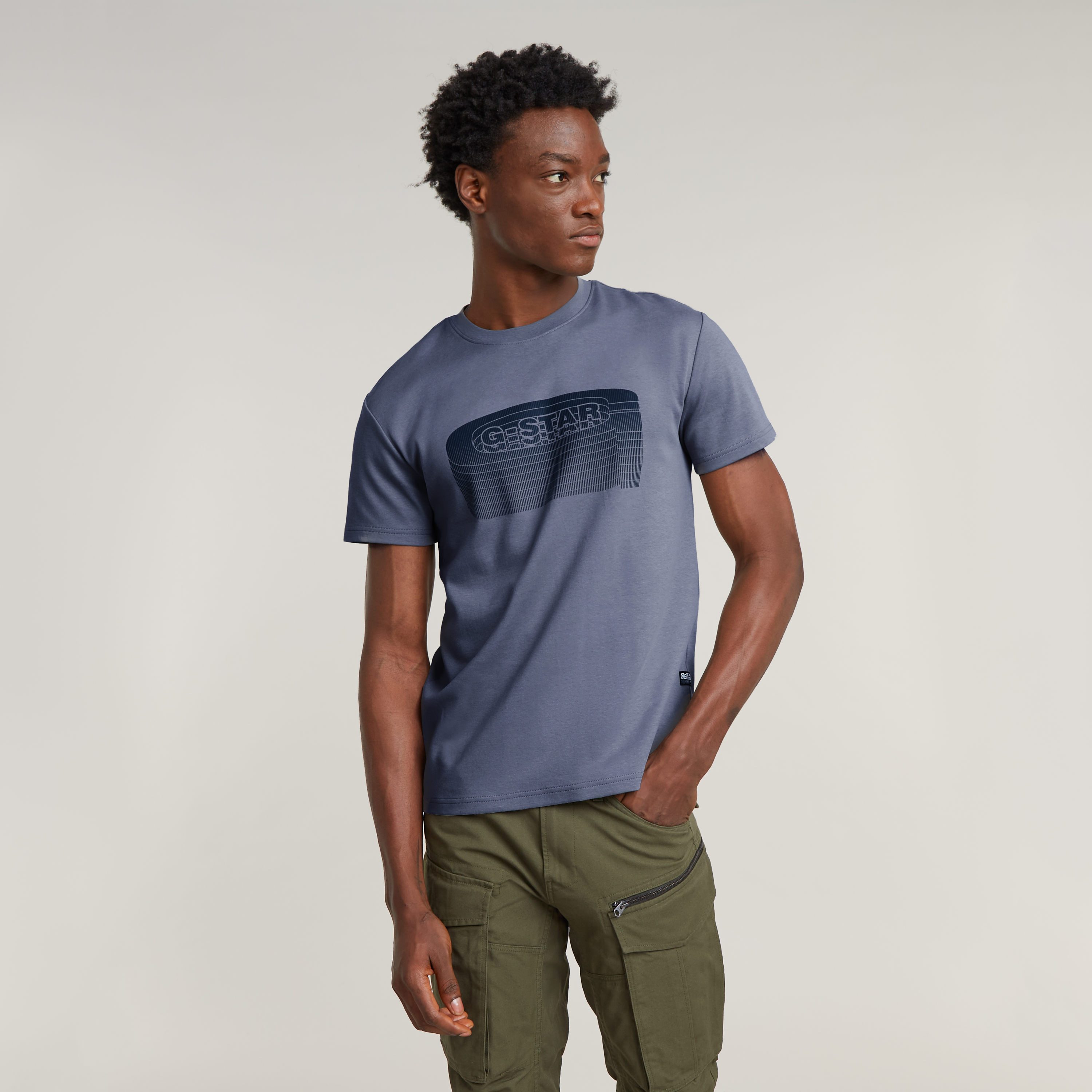 G-Star RAW Stacked Old Skool Logo T-Shirt Beige Heren