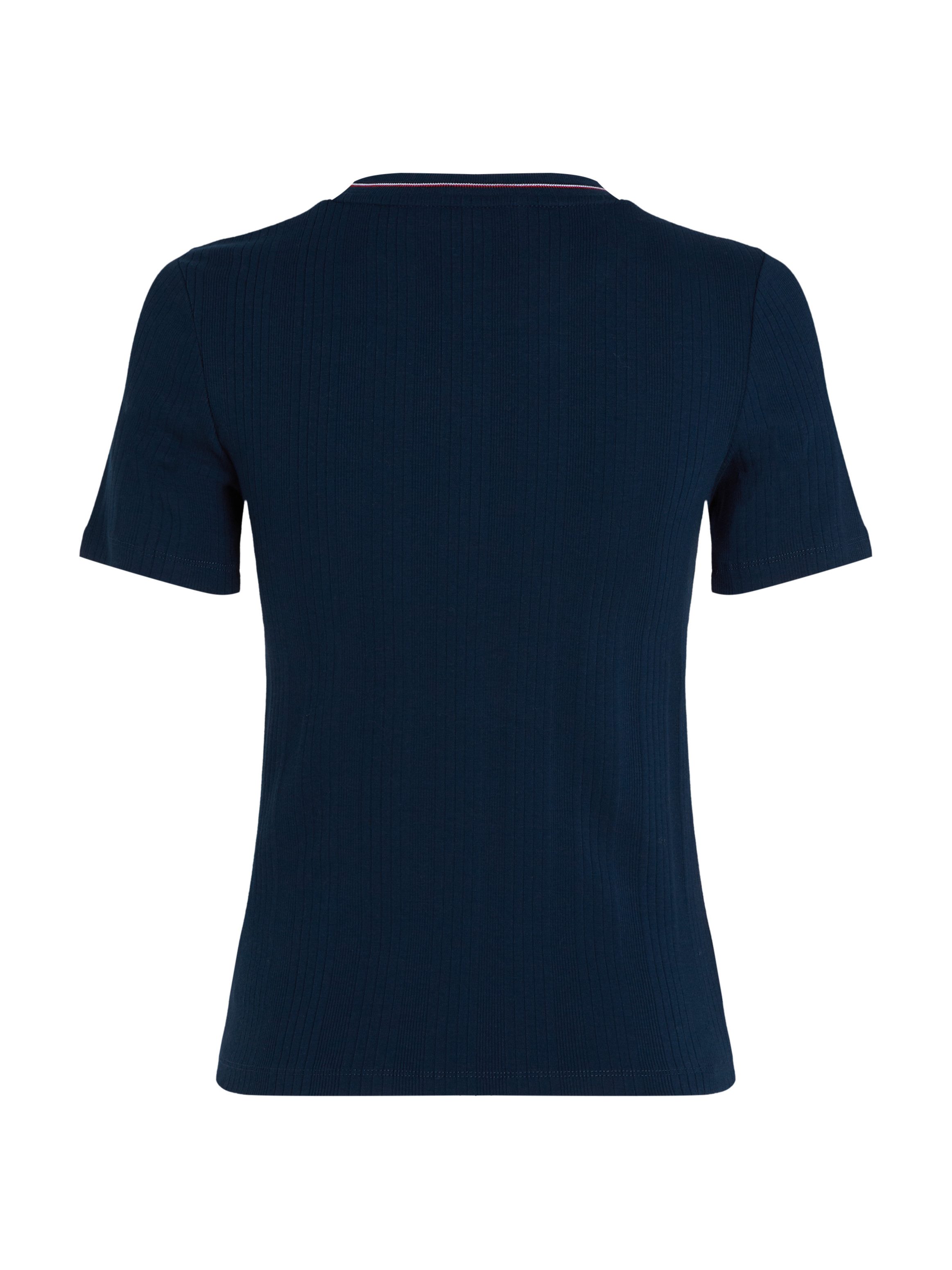 Tommy Hilfiger T-shirt RWB SLIM TEE SS C-NK met contrastdetails, structuur
