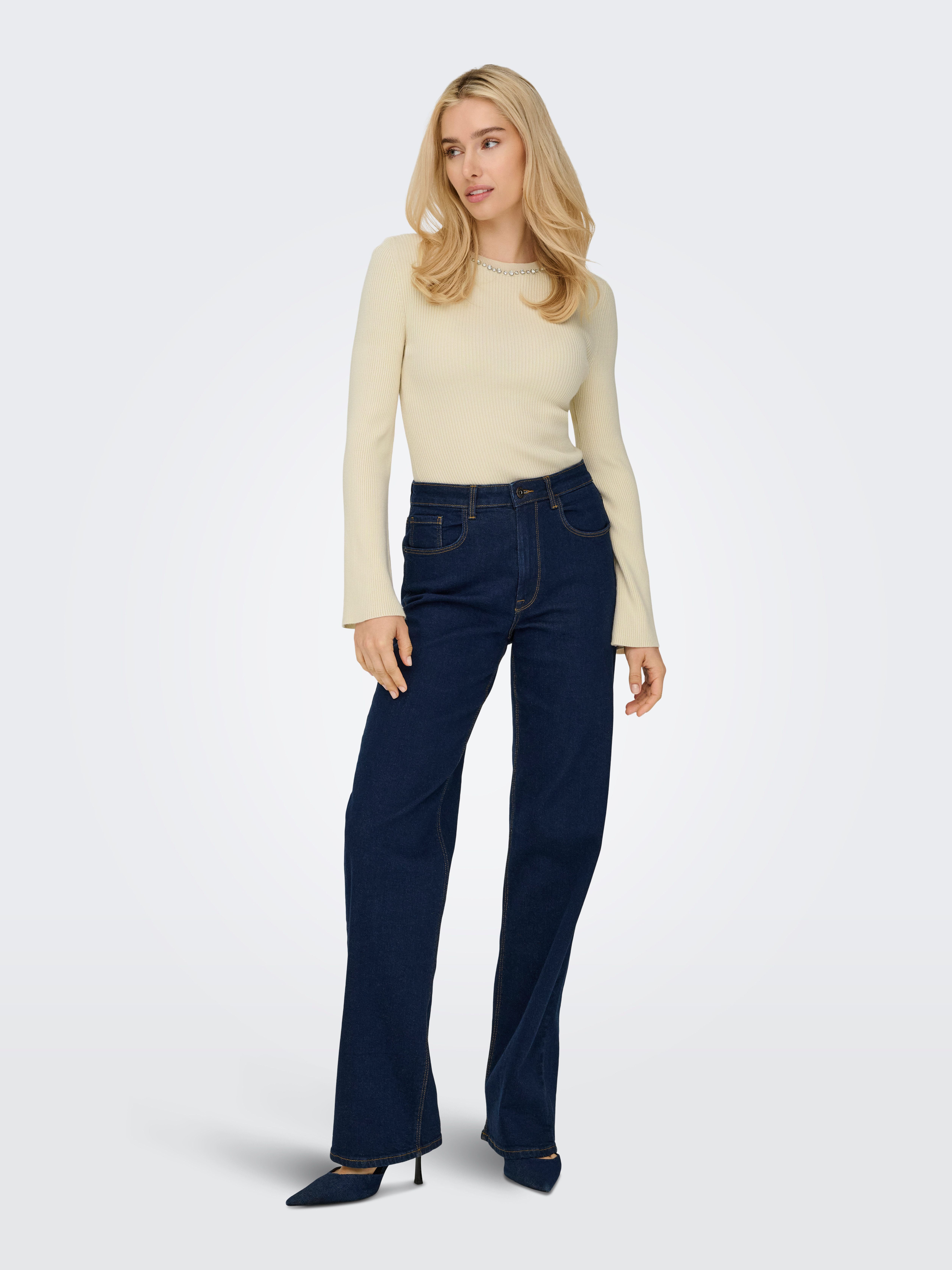 Only Trui met ronde hals ONLNATASCHA LS BLING O-NECK CC KNT