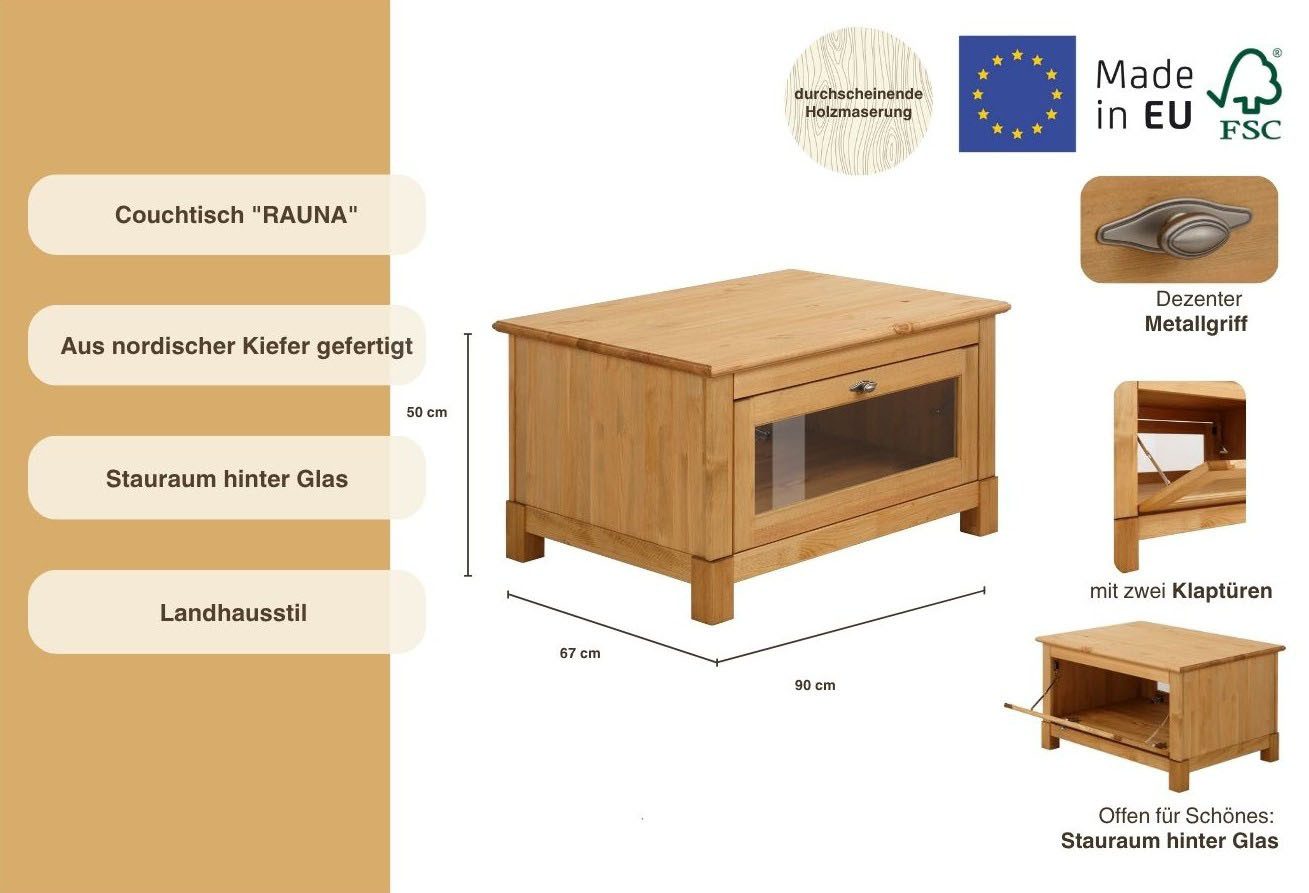 Home affaire Salontafel Rauna Breedte 90 cm.