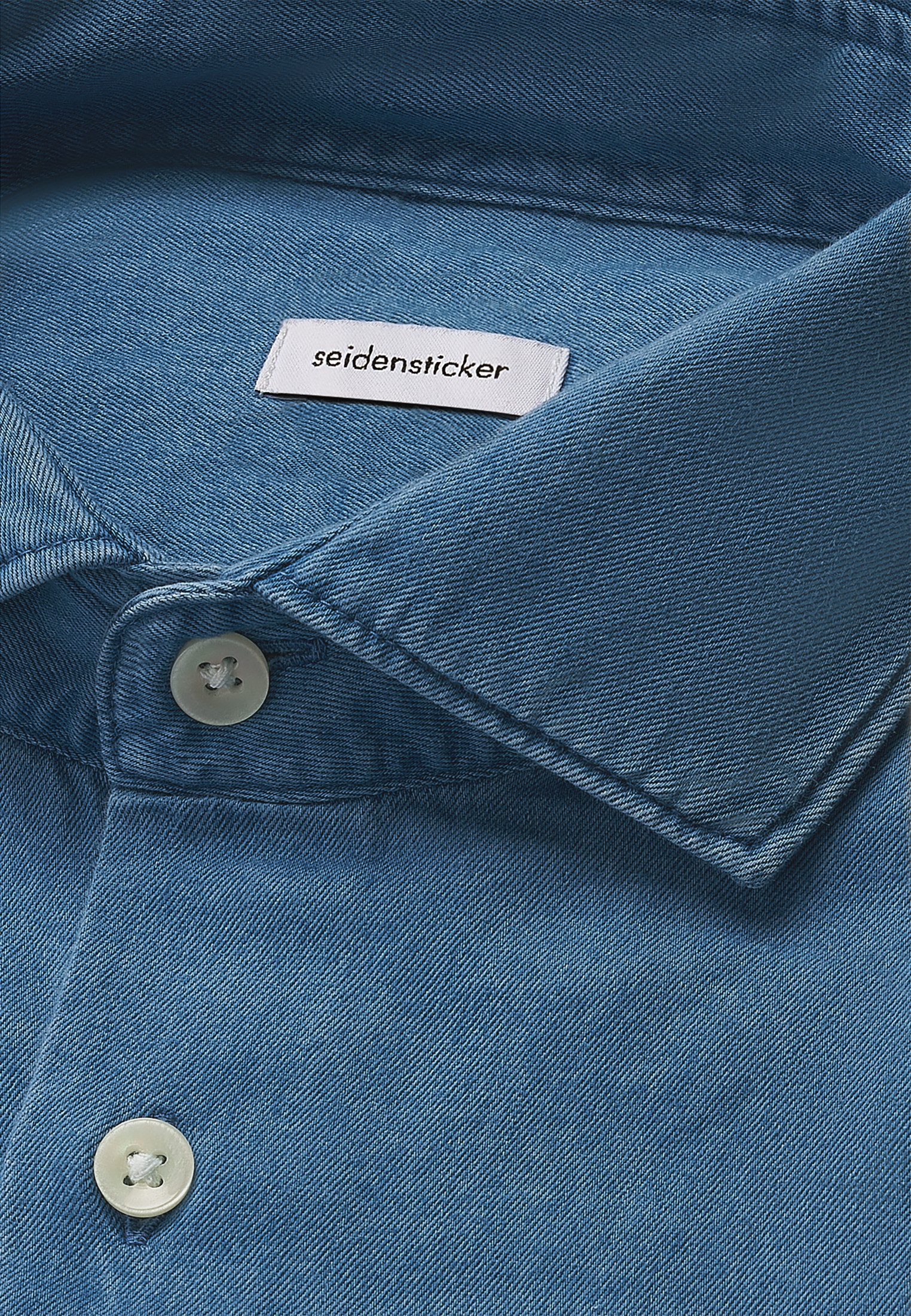 seidensticker Businessoverhemd Zwarte roos Regular 1/1 Kent kraag denim
