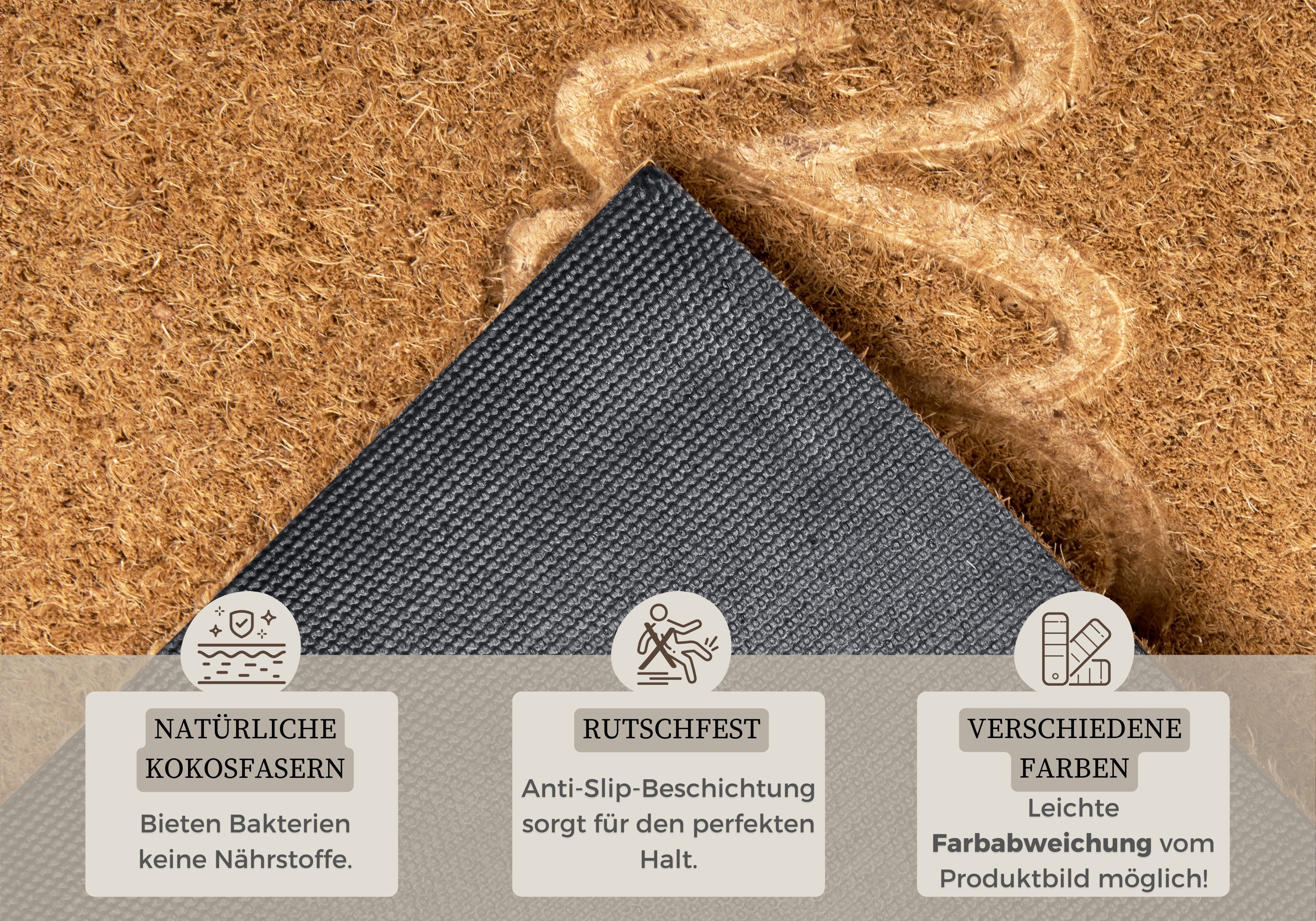 HANSE Home Mat Welkom, deurmat Kokos, vuilopvangmat, outdoor, antislip, binnen, kokosmat, gang