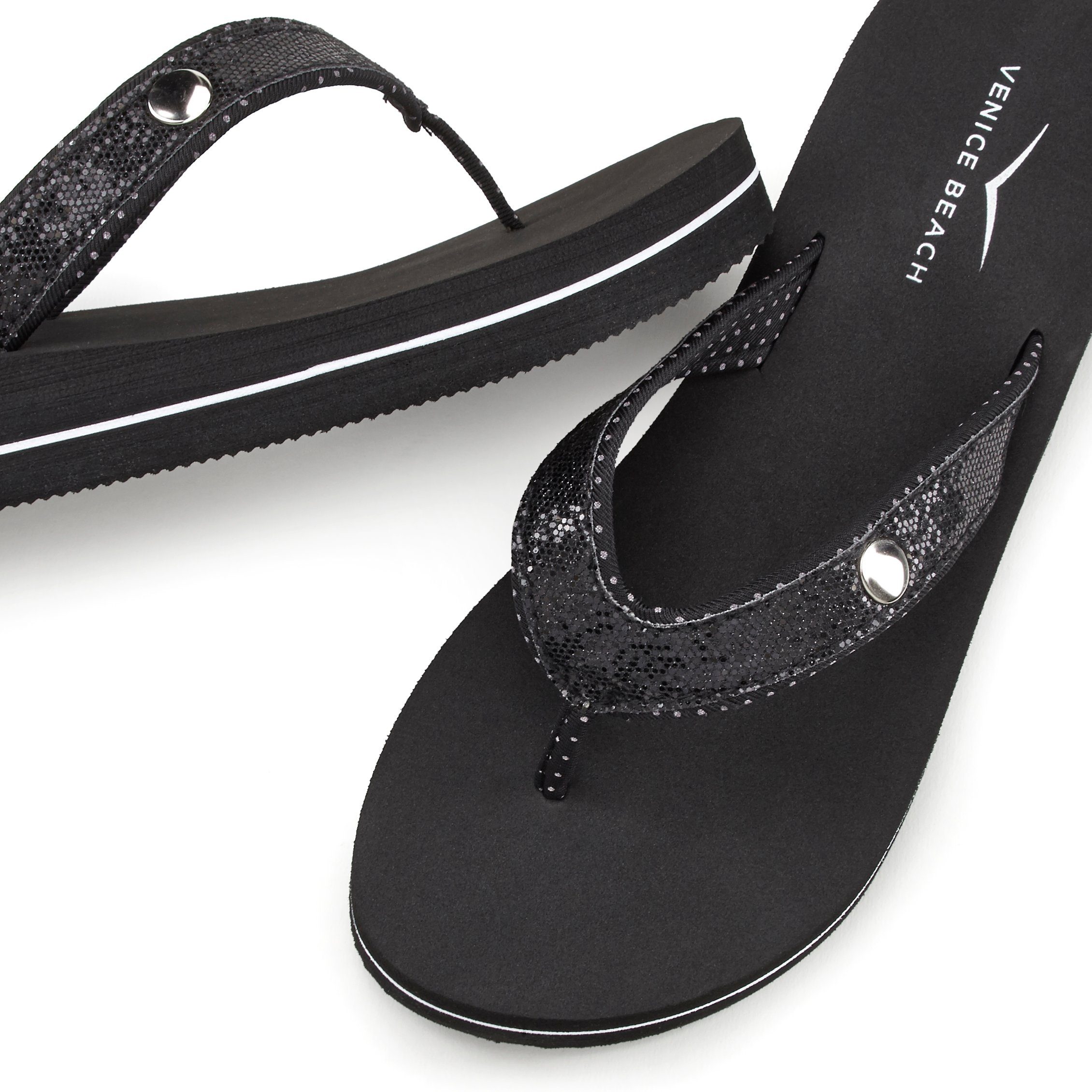 Venice Beach Badslippers Sandaal, pantoletten, badschoenen ultralicht met glitterband VEGAN